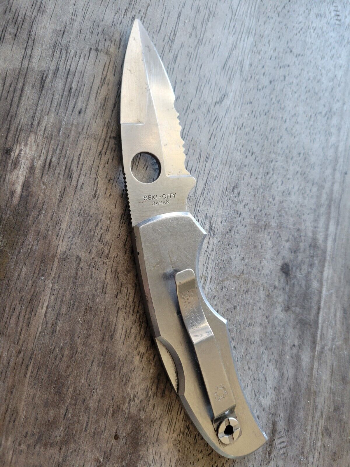Spyderco Native 2 Rare SS Stainless Steel Aus 10 Serrated Blade Vintage
