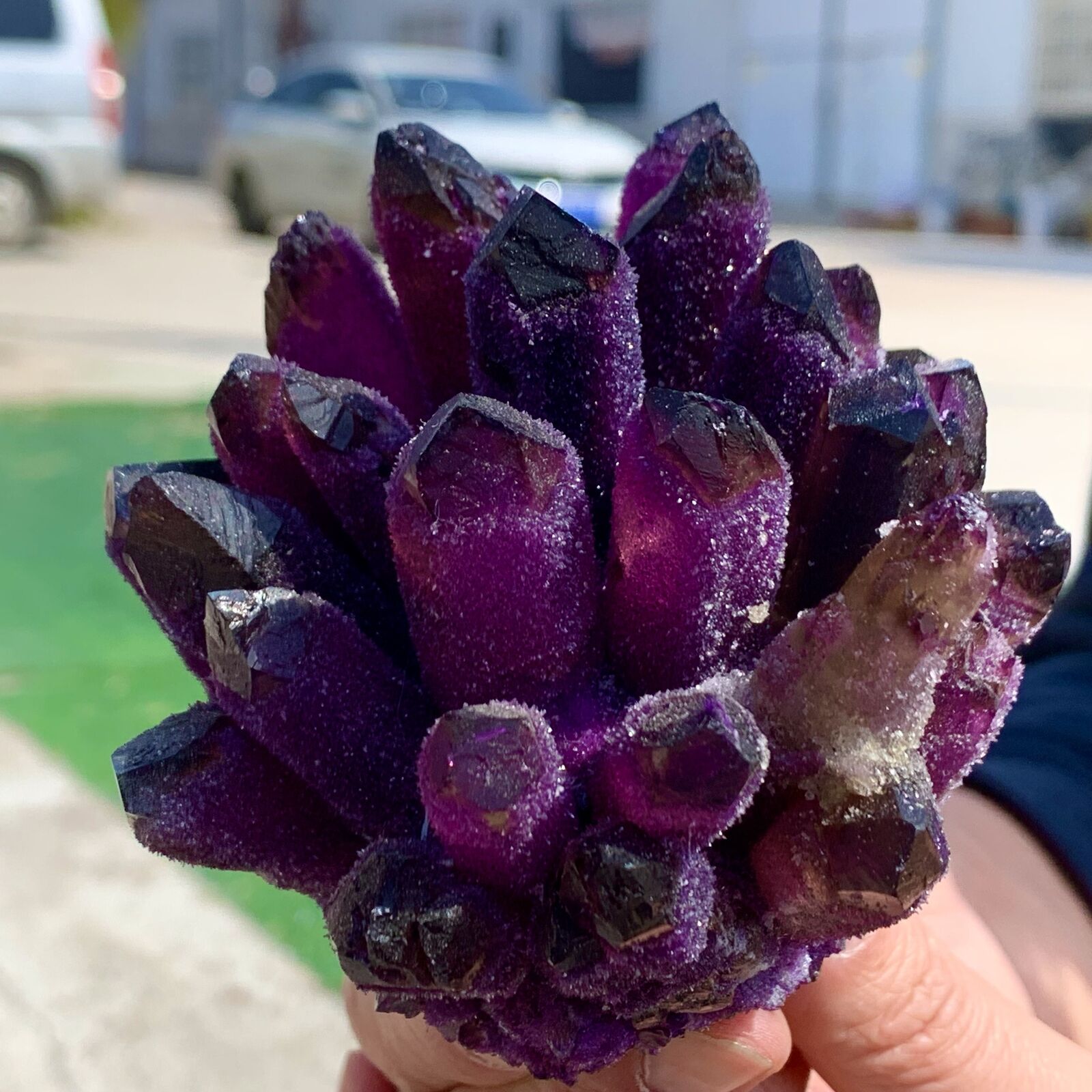 520G New Find purple PhantomQuartz Crystal Cluster MineralSpecimen