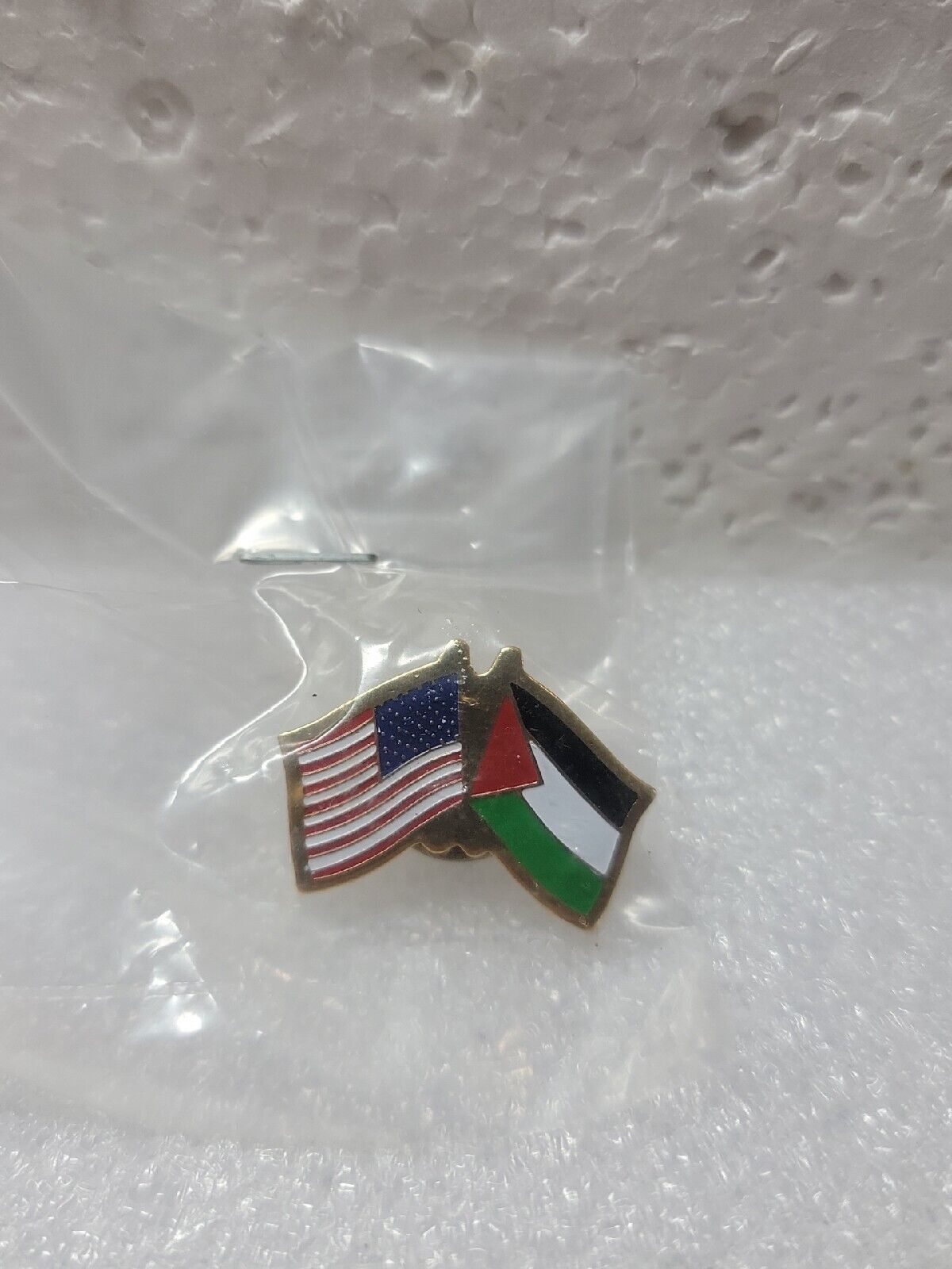 USA American Palestine Friendship Flag Enamel Lapel Pin Clutch Back NIP P09783