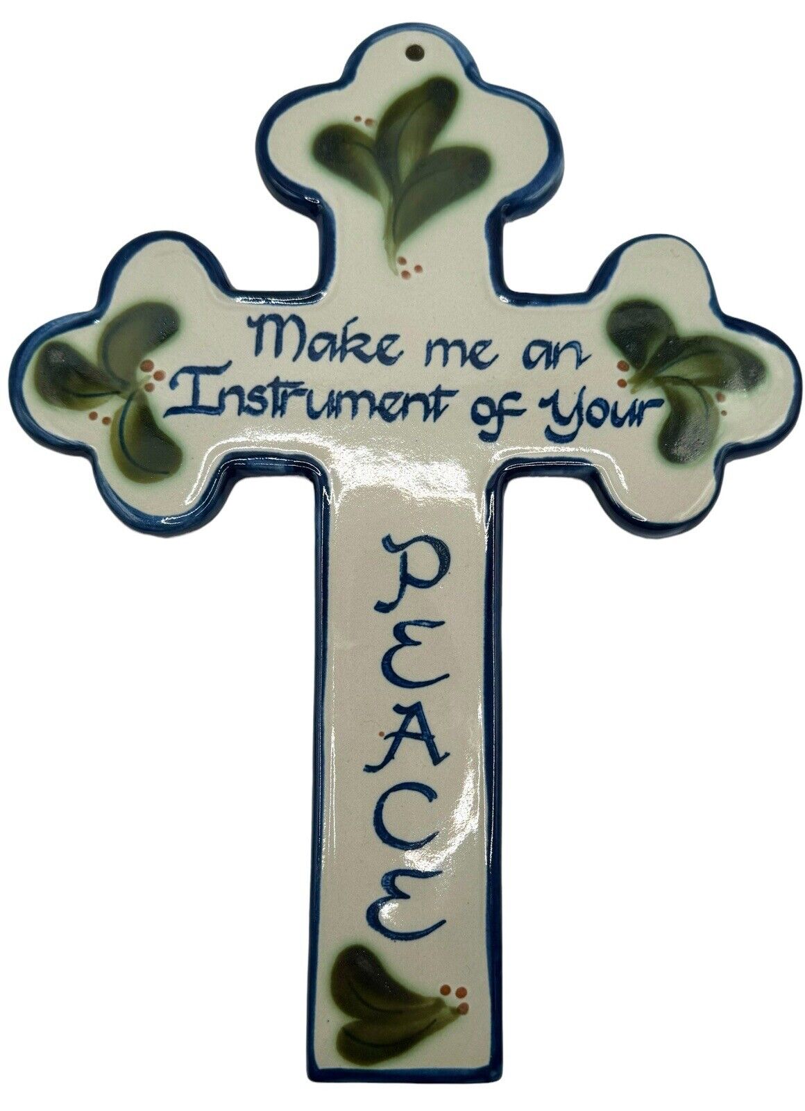 Louisville Stoneware Hanging Wall Cross Make Me An Instrument Of Your Peace 12.5