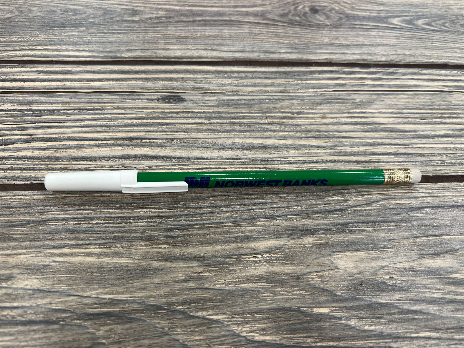 Vintage Pen Norwest Banks Member FDIC Green White with Eraser Advertisement
