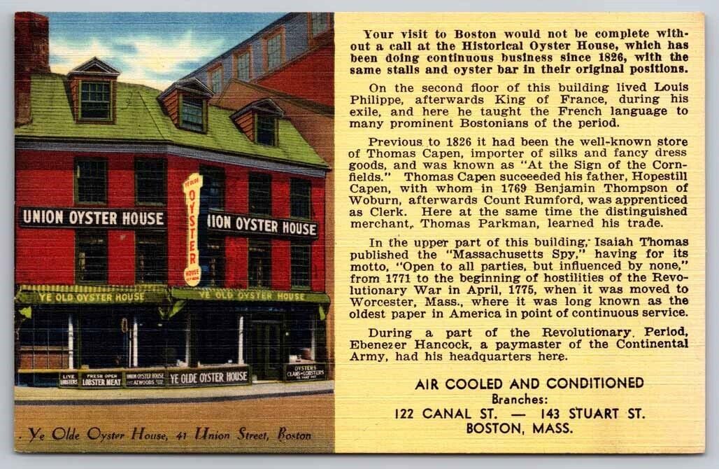 eStampsNet - Ye Olde Oyster House Boston MA Postcard