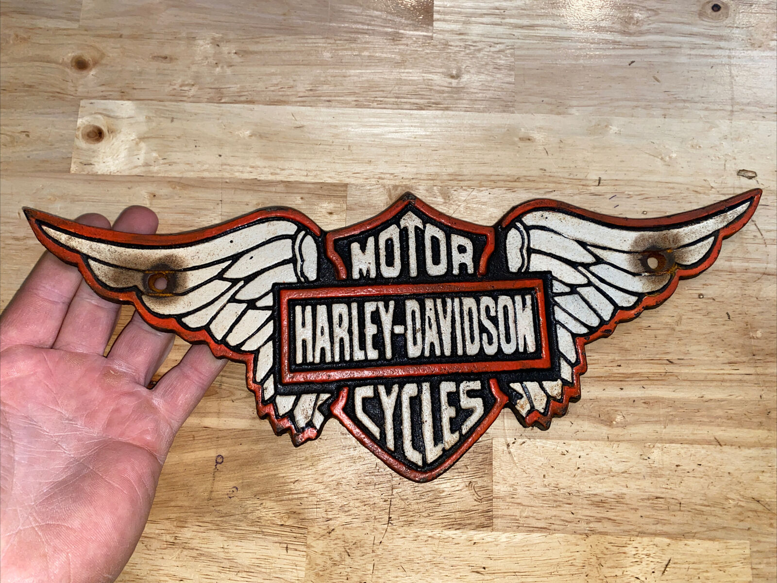 Harley Davidson Plaque Sign Motorcycle Cast Iron Patina Indian Triumph Collector