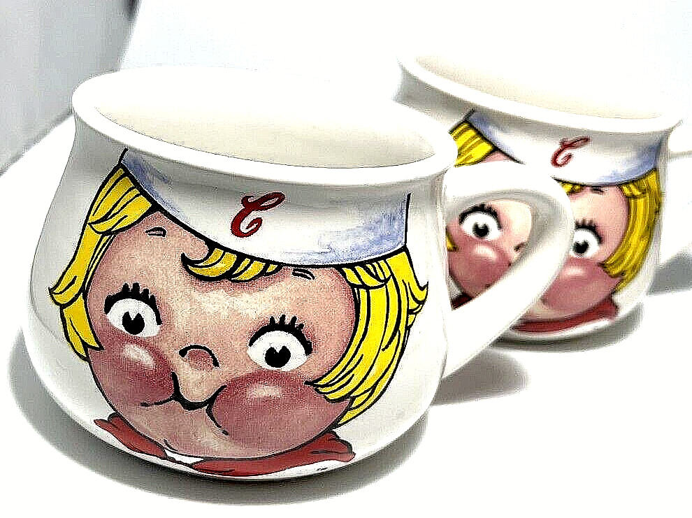 2 Campbell's Soup Kid Houston Harvest Retro 1998 Cups Mugs Collectible Set of 2