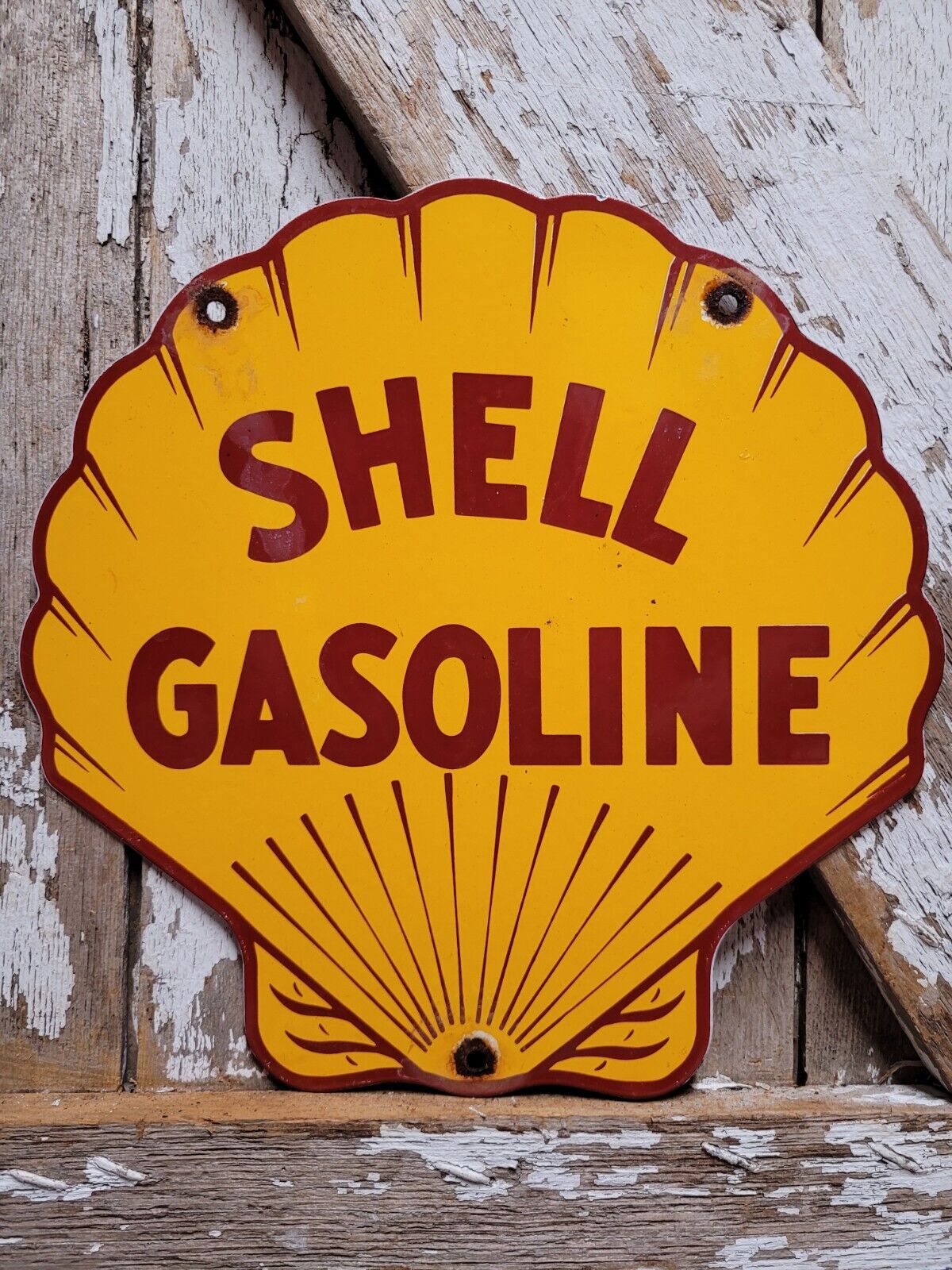VINTAGE OLD SHELL PORCELAIN SIGN AUTOMOBILE LUBE AUTO OIL GAS STATION PUMP PLATE