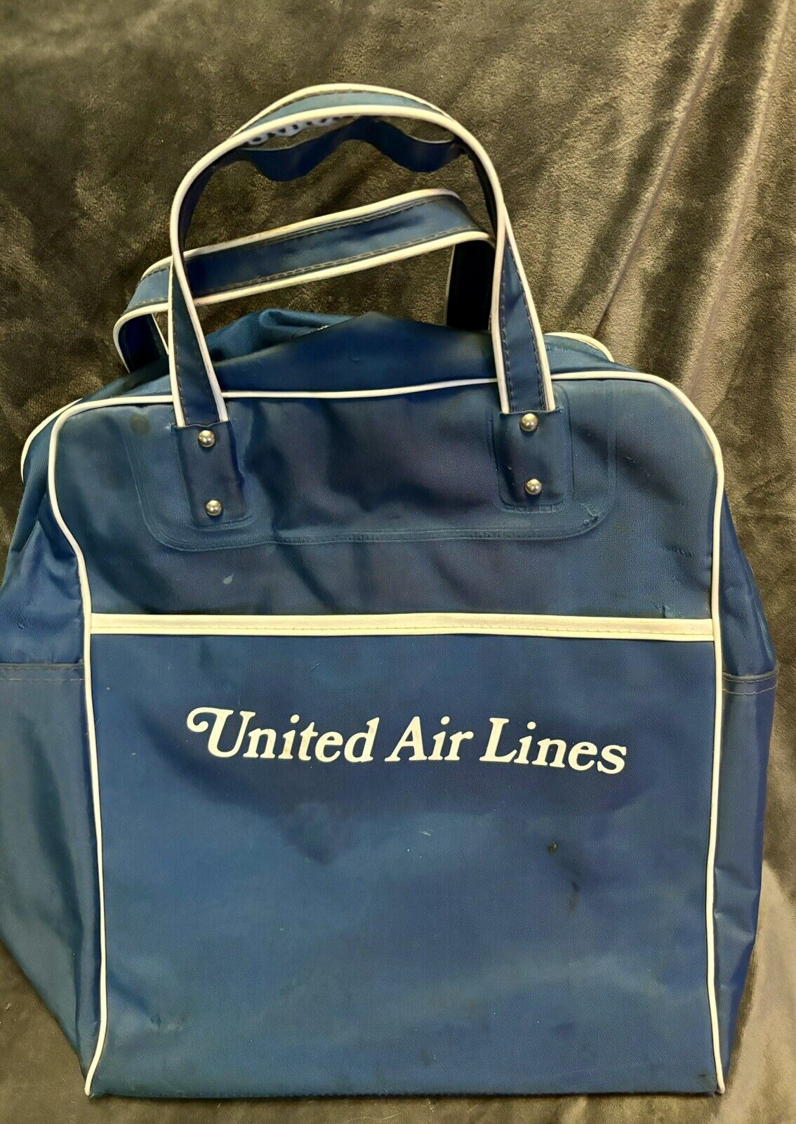 Vintage 1970's  United Airlines Travel Shoulder Bag Tote Duffle Carry-On