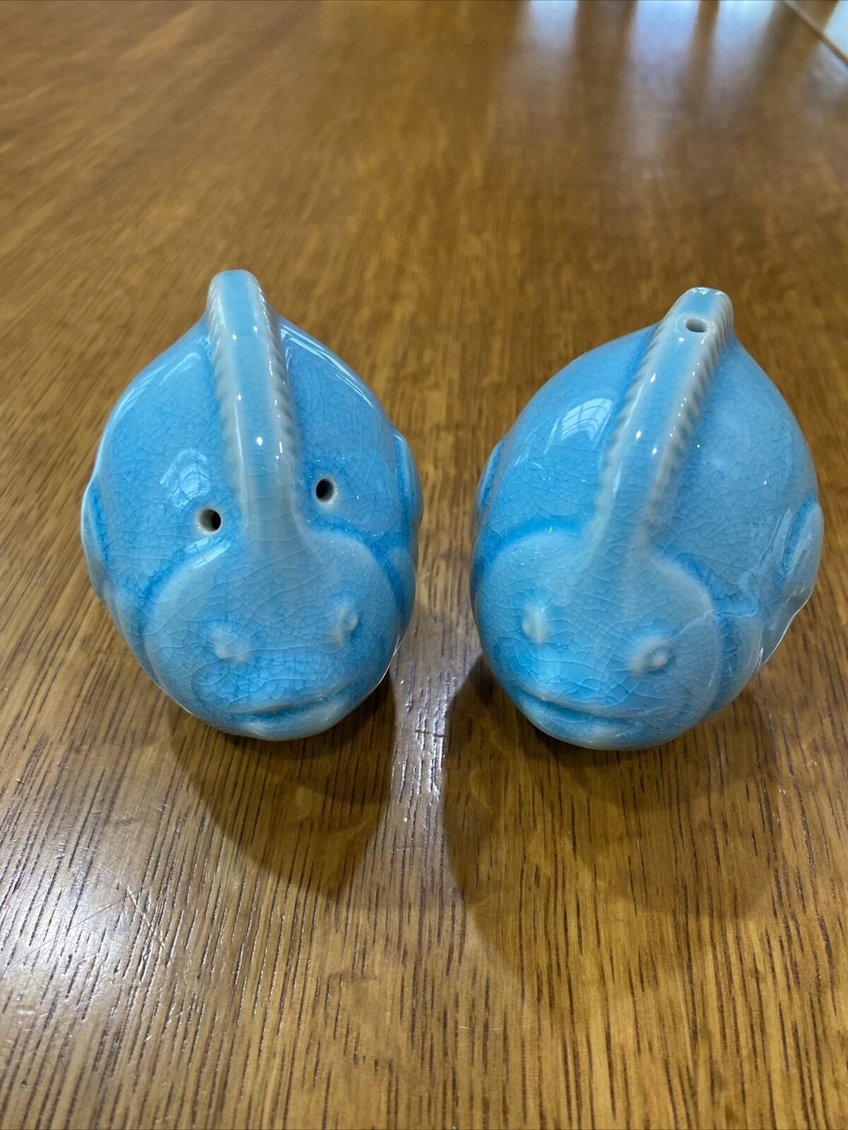 Vintage Turquoise Colored Fish Salt and Pepper Shakers