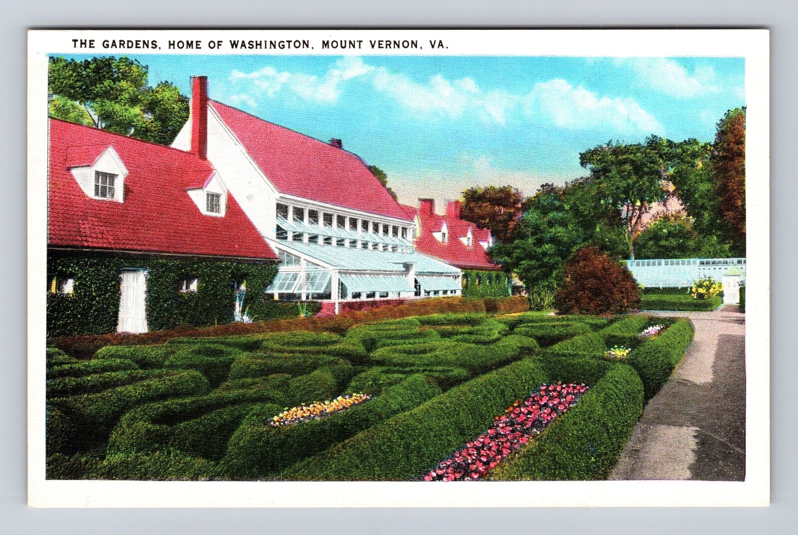 Mount Vernon VA-Virginia, Home of Washington the Gardens, Vintage Postcard