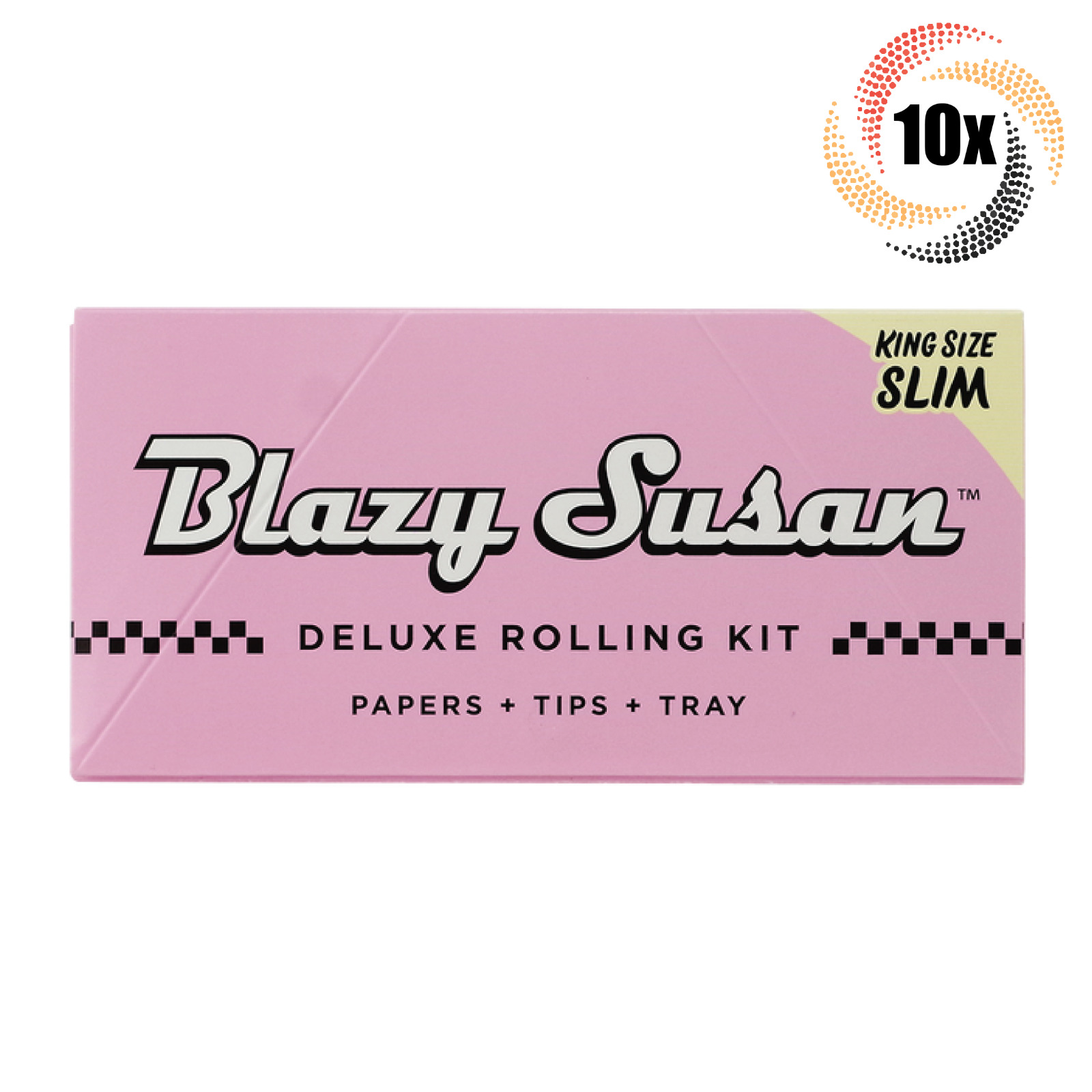 10x Packs Blazy Susan Pink King Size Slim Deluxe Rolling Paper Kit | 32 Per Pack