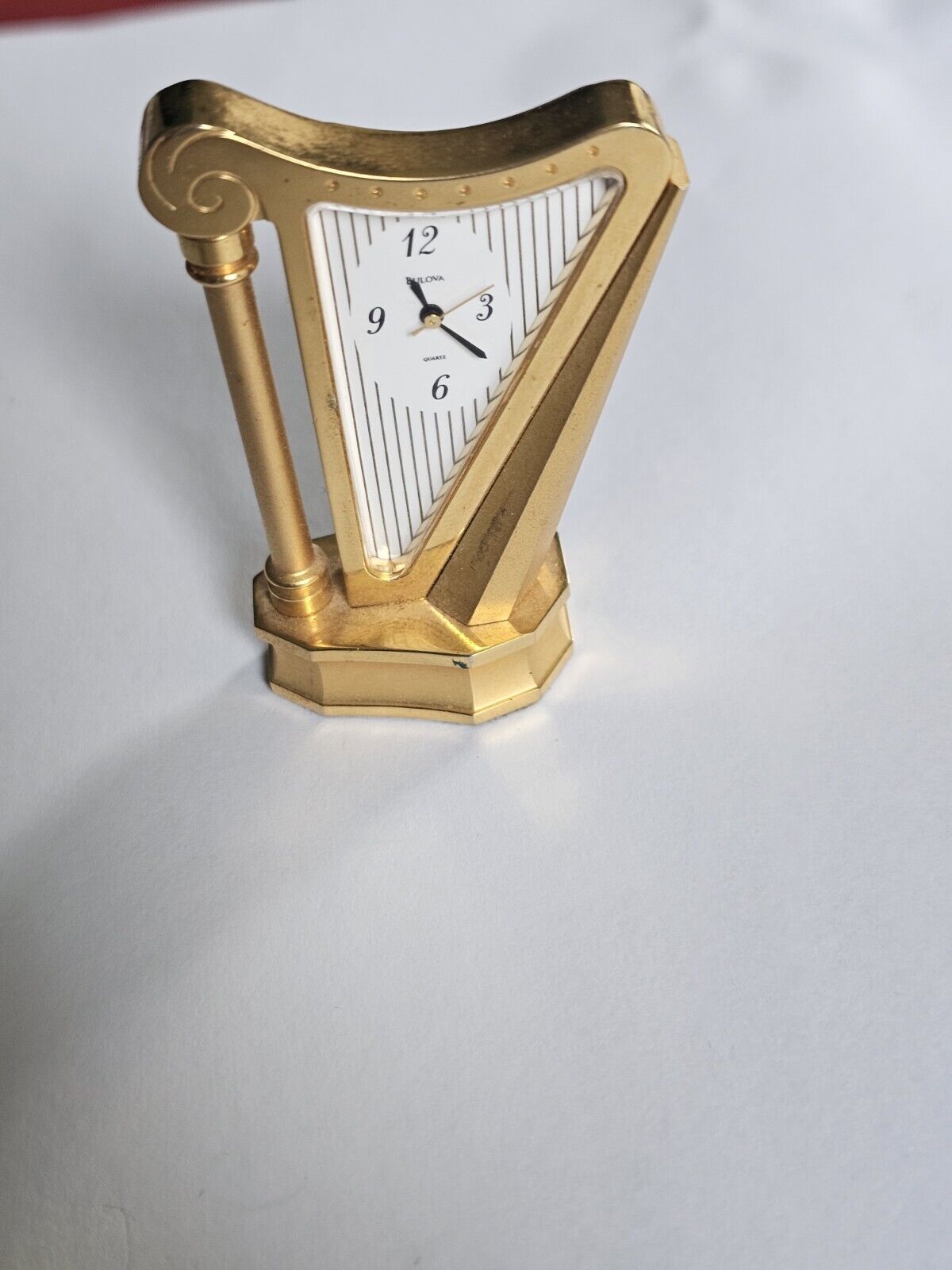 Bulova Miniature Brass Harp Clock B0537