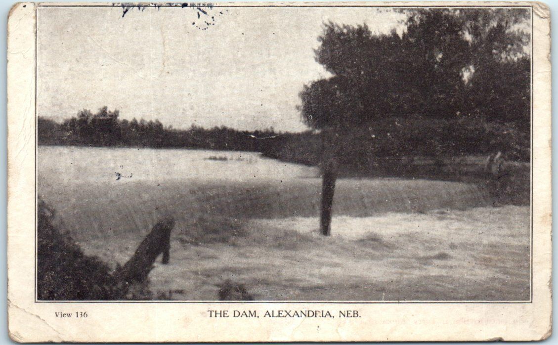 Postcard - The Dam - Alexandria, Nebraska