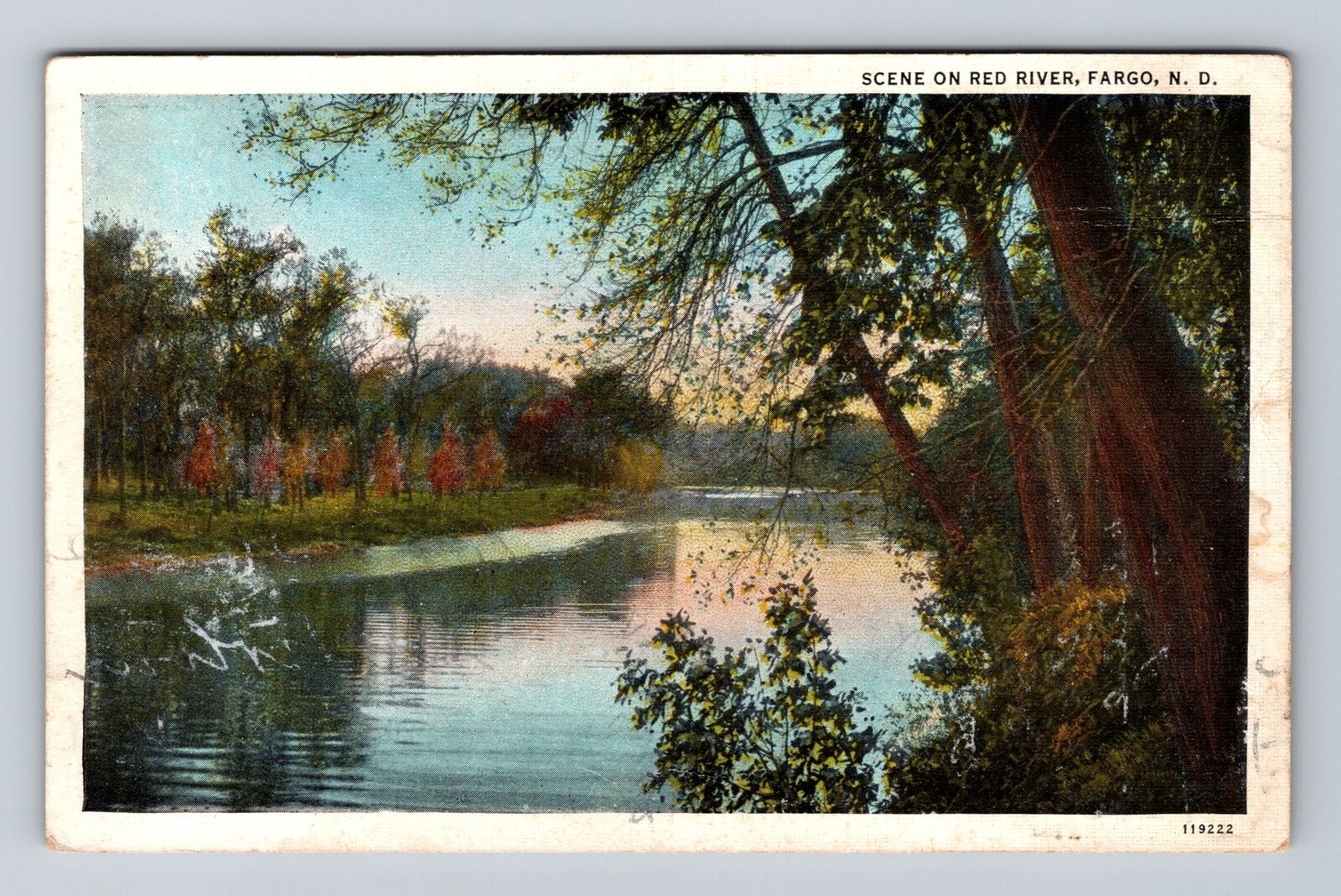 Fargo ND-North Dakota, Scenic Red River Views, Antique Souvenir Vintage Postcard