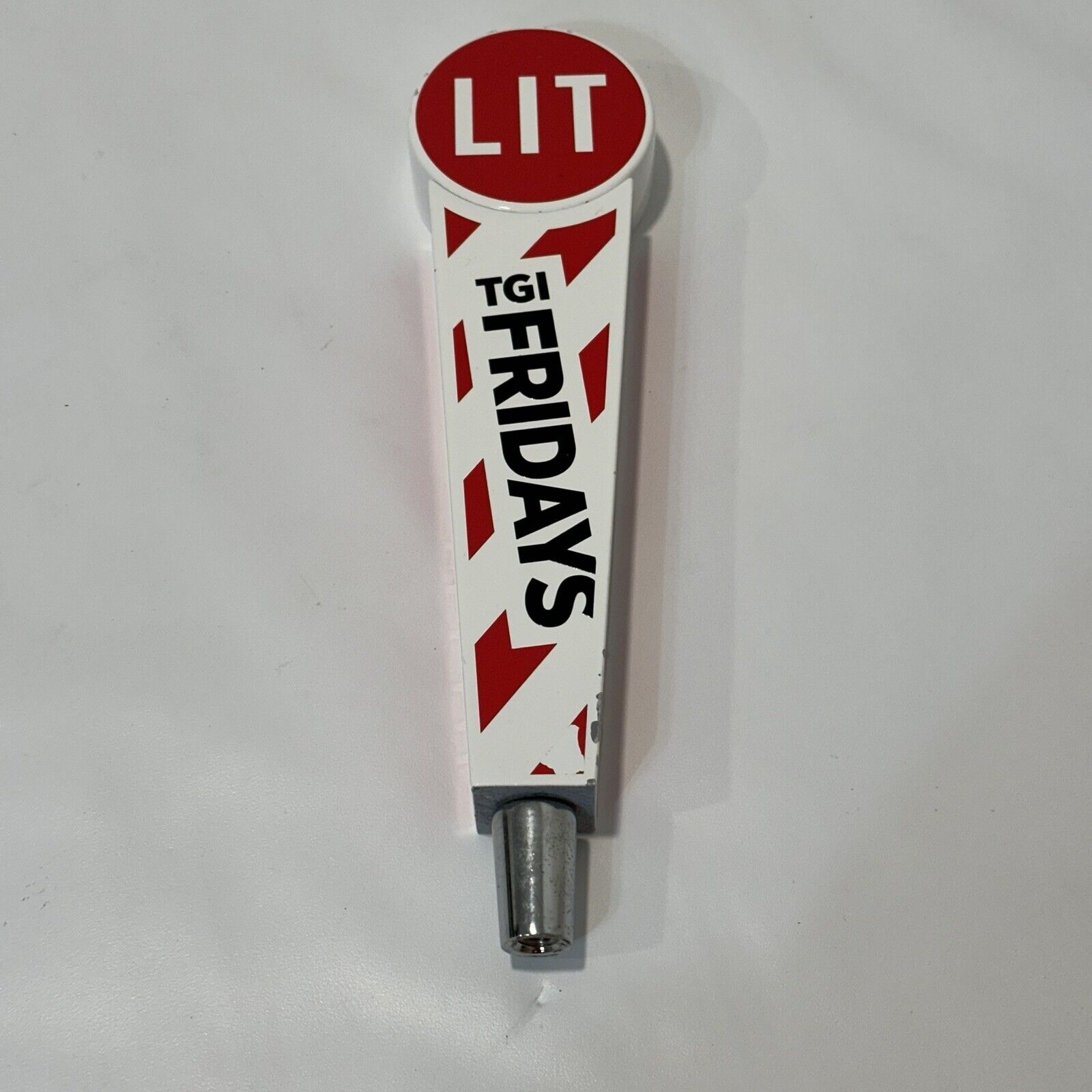 Rare TGI Fridays “GET LIT”  White And Red Draft Beer Keg Tap Pull Handle