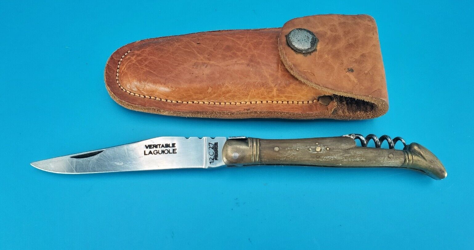 Antique Veritable Laguiole France 12C27 Ladies Leg Pocket Knife Vtg Corkscrew