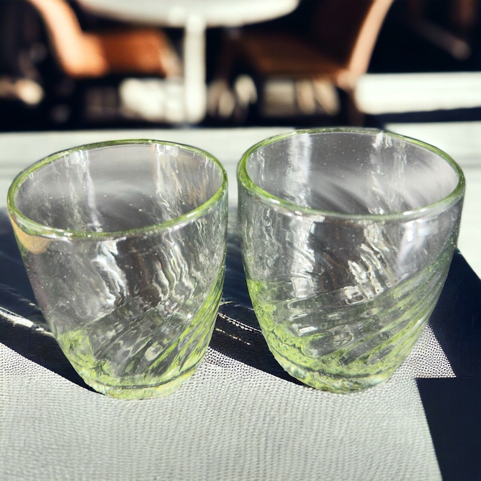 Light Green Hand Blown Lowball Tumbler Juice Drinking Glasses HandMade Glasses 2