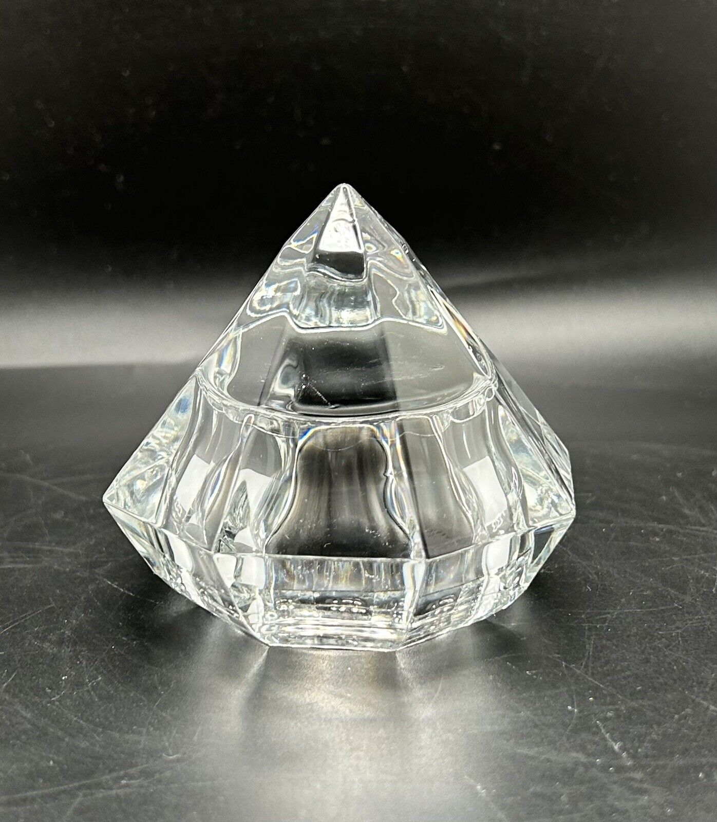 VINTAGE Mid Century Modern Diamond Shaped Heavy Crystal Glass Paperweight