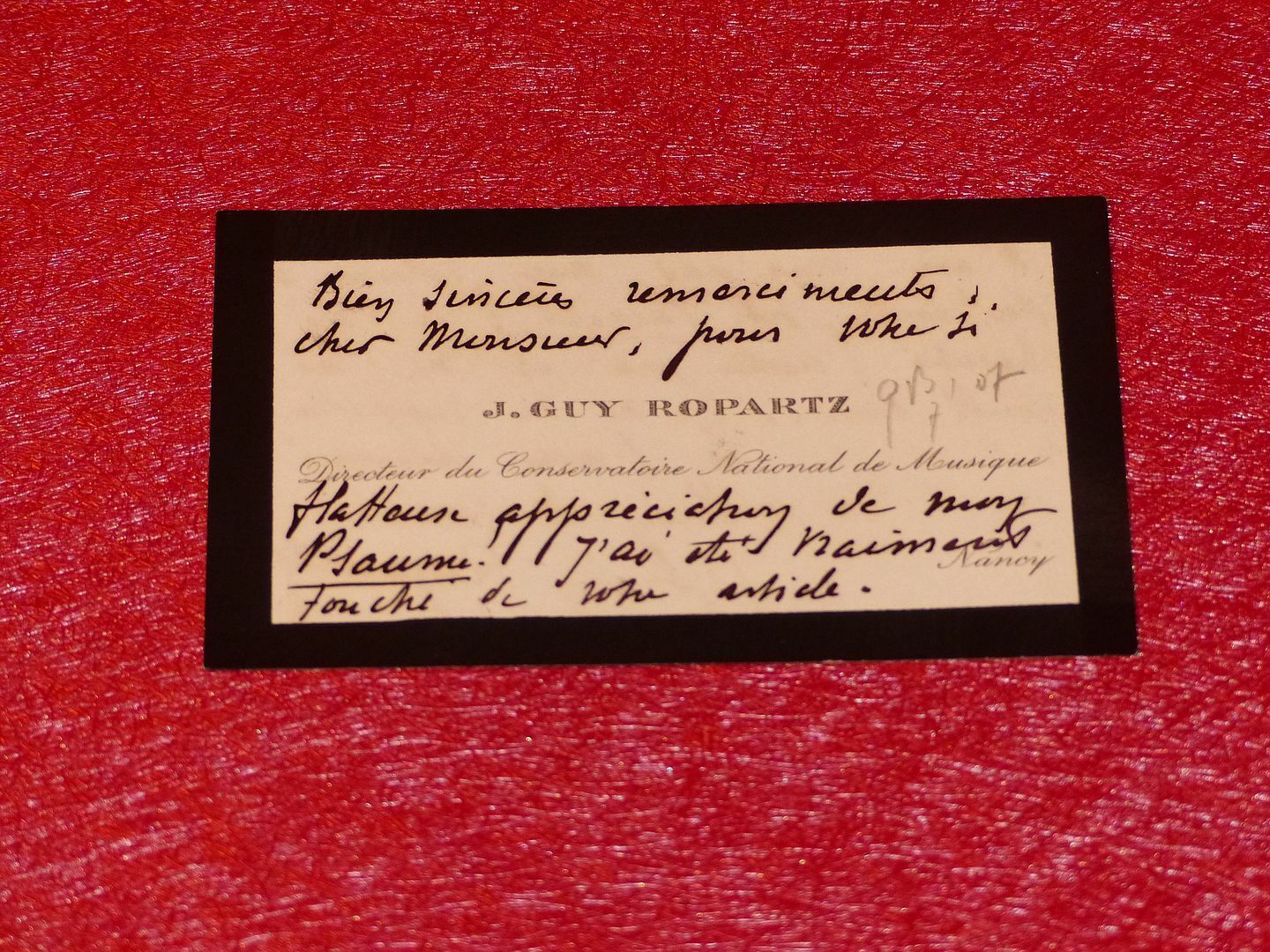 CDV Signed 12 Lines Autograph J Guy Ropartz (Composer Music) Ca 1910