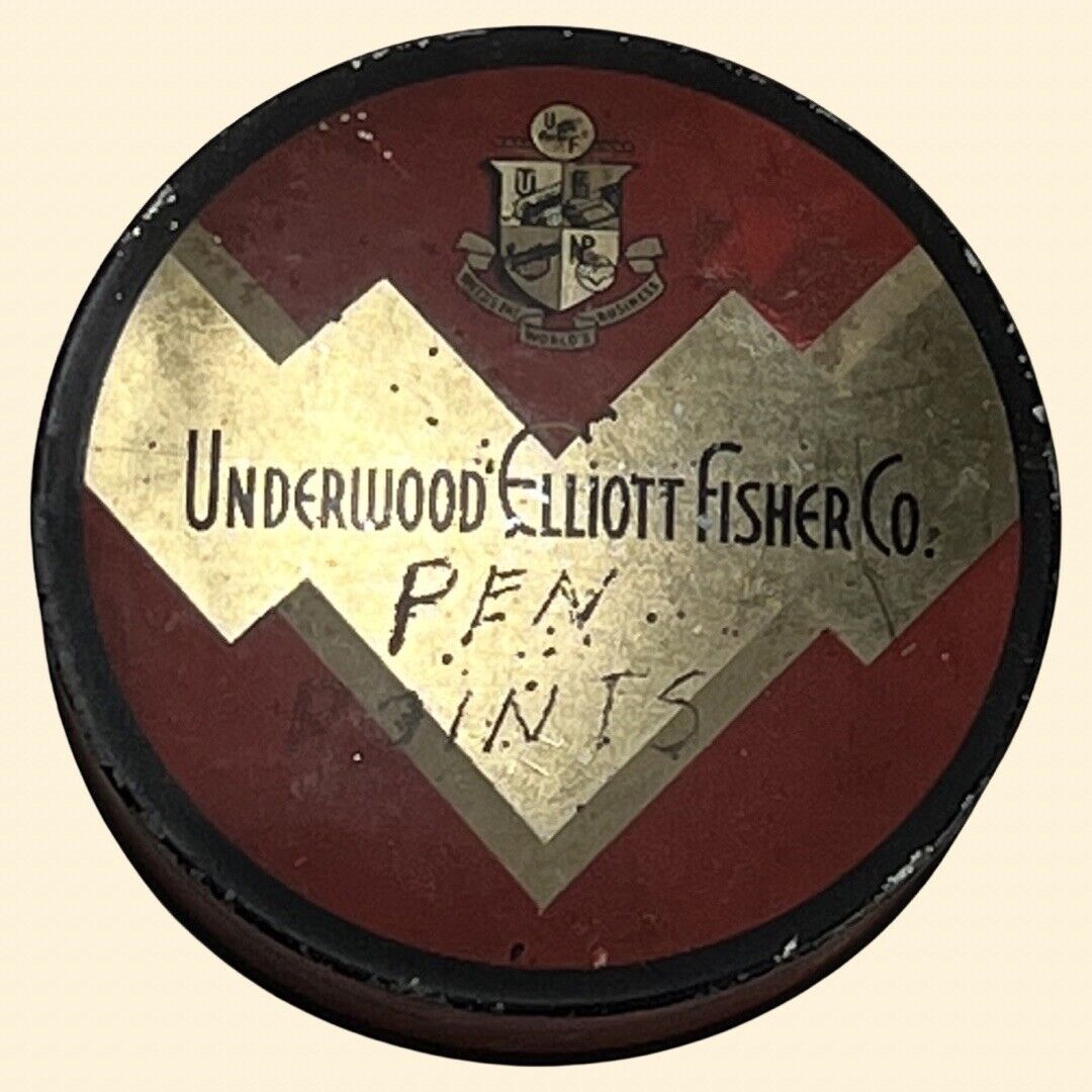 Vintage Underwood Elliott Fisher Company Red Empty Typewriter Tin