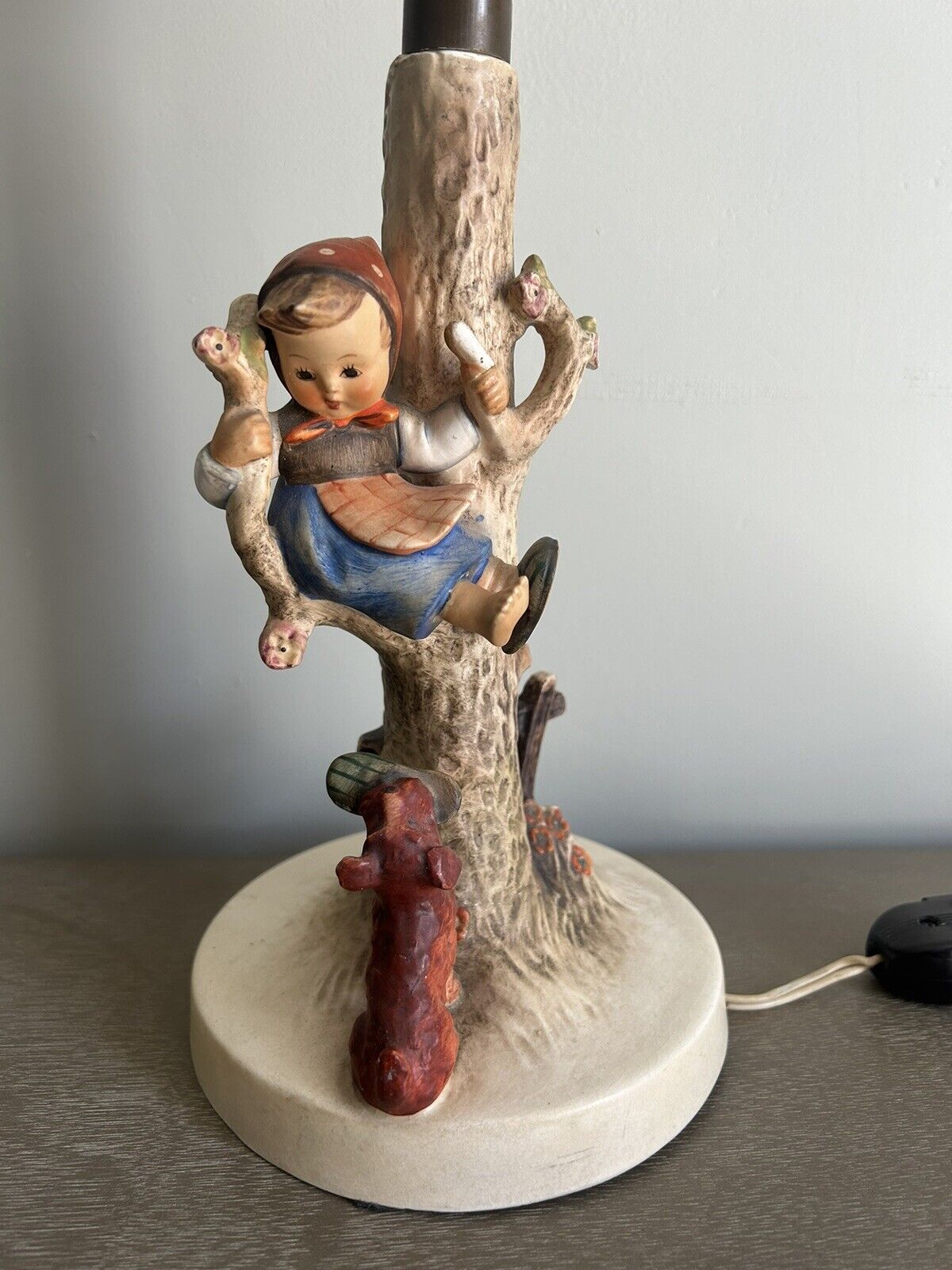 Goebel Hummel Vintage Lamp “Out Of Danger” Girl In A Tree with Dog Tested/Works