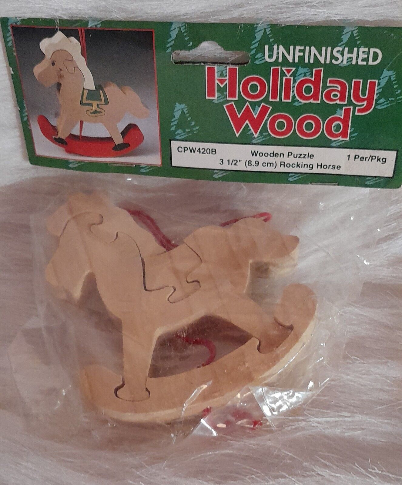 New Wood Rocking Horse Puzzle Christmas Ornament Unfinished  A890