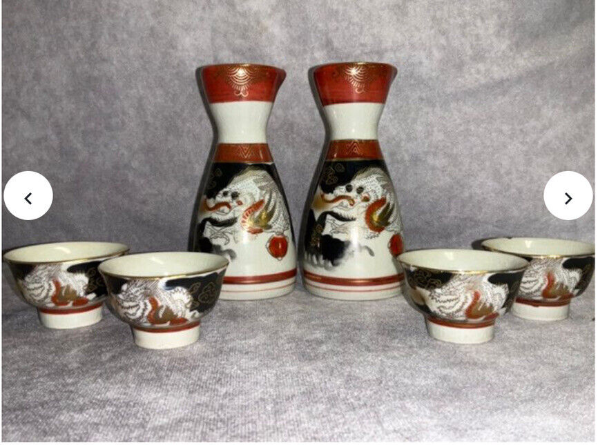 Vintage 1960's Kutani ware sake set