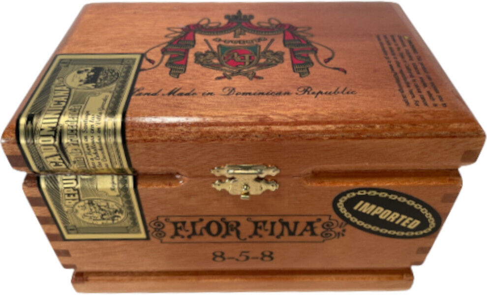 Empty Wood Cigar Box Arturo Fuente Flor Fina 8-5-8 Maduro Dominican Republic