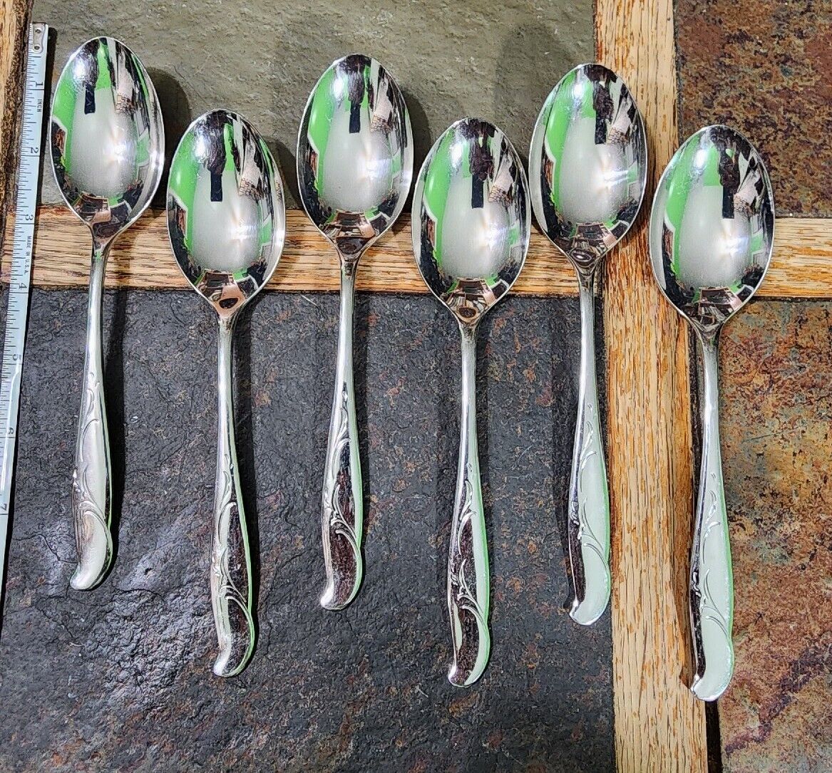 LOTOF 6 INTERNATIONAL STAINLESS USA LUXURY LINE FESTIVE OVAL SOUP 🍲 SPOONS