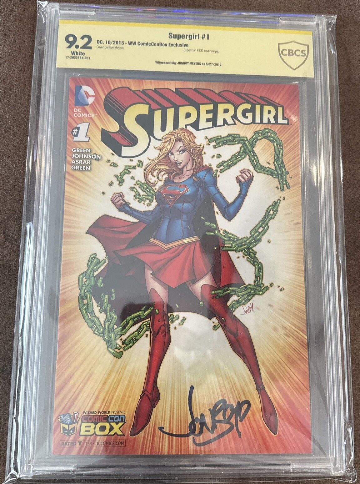 Supergirl #1 (DC 2015)- Jonboy Meyers Comic Con Box Variant- SIGNED CBCS 9.2