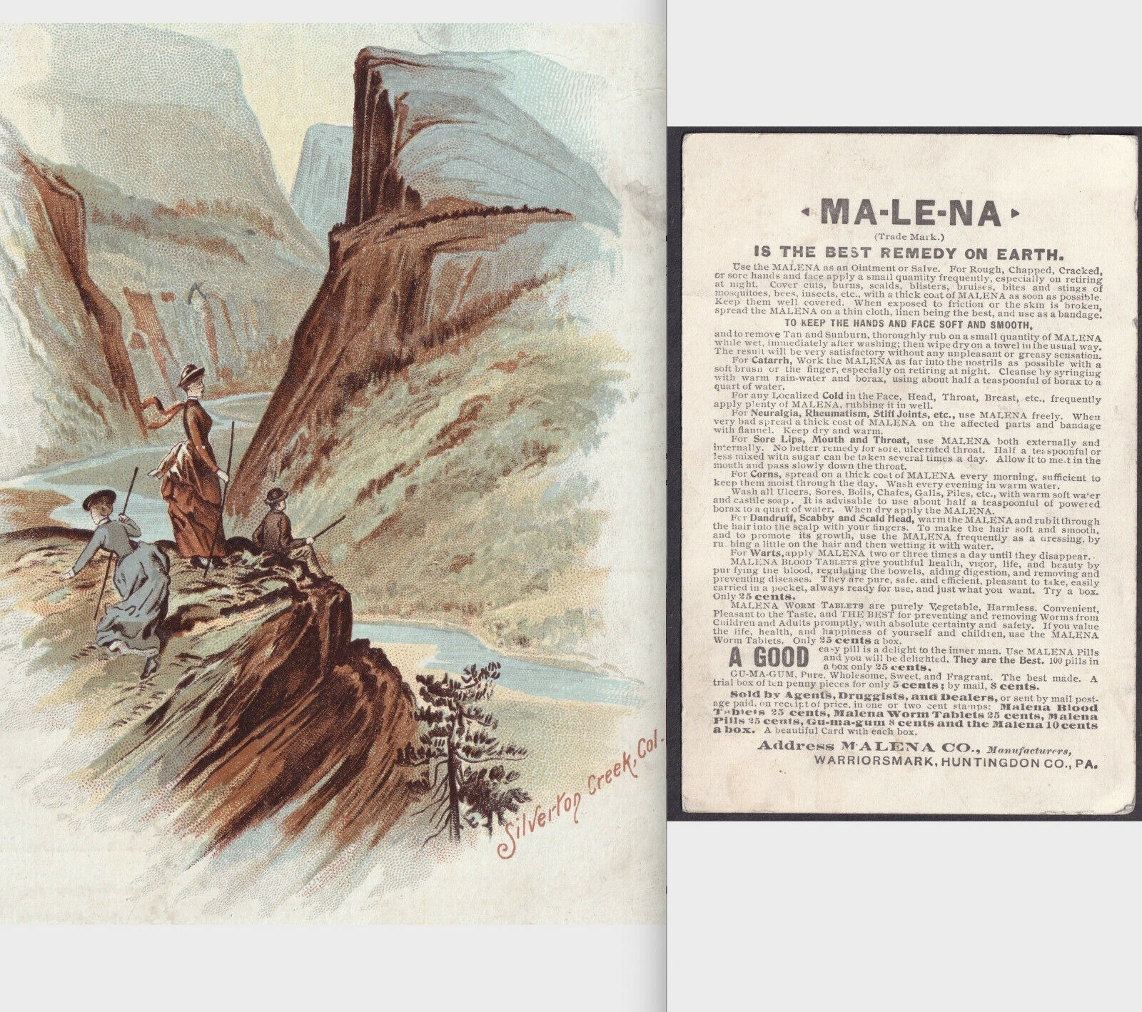 Silverton Colorado 1889 Gu-Ma-Gum Malena Remedy Victorian Advertising Trade Card