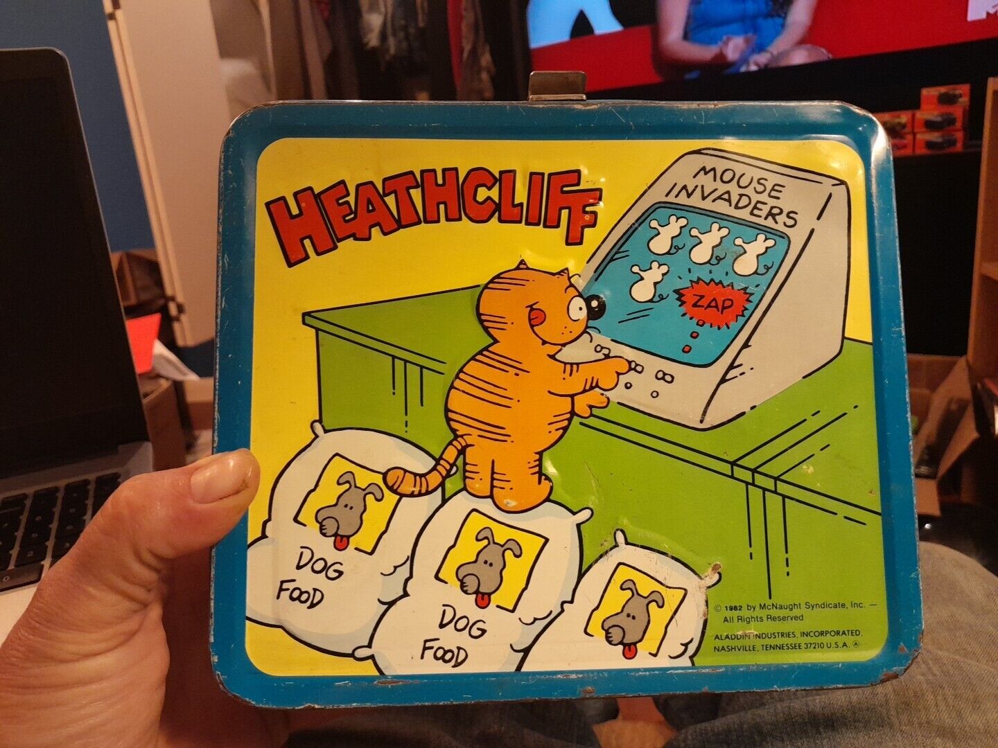 Vintage 1982 Heathcliff Metal Lunchbox with Thermos By Aladdin