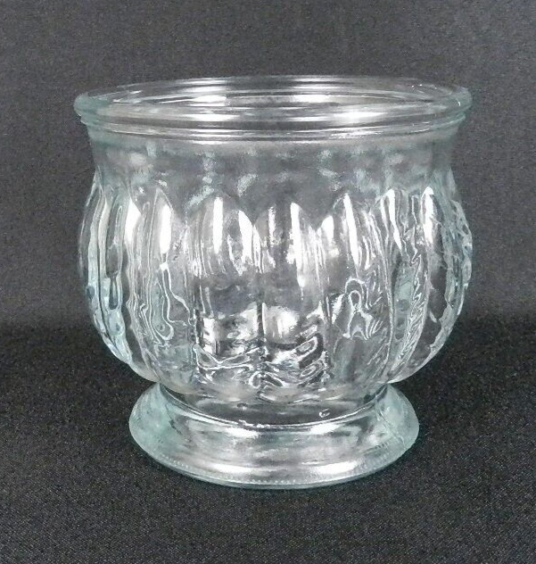 Vtg Randall Clear Glass Planter Flower Vase Feather Wheat Pattern Green Tint