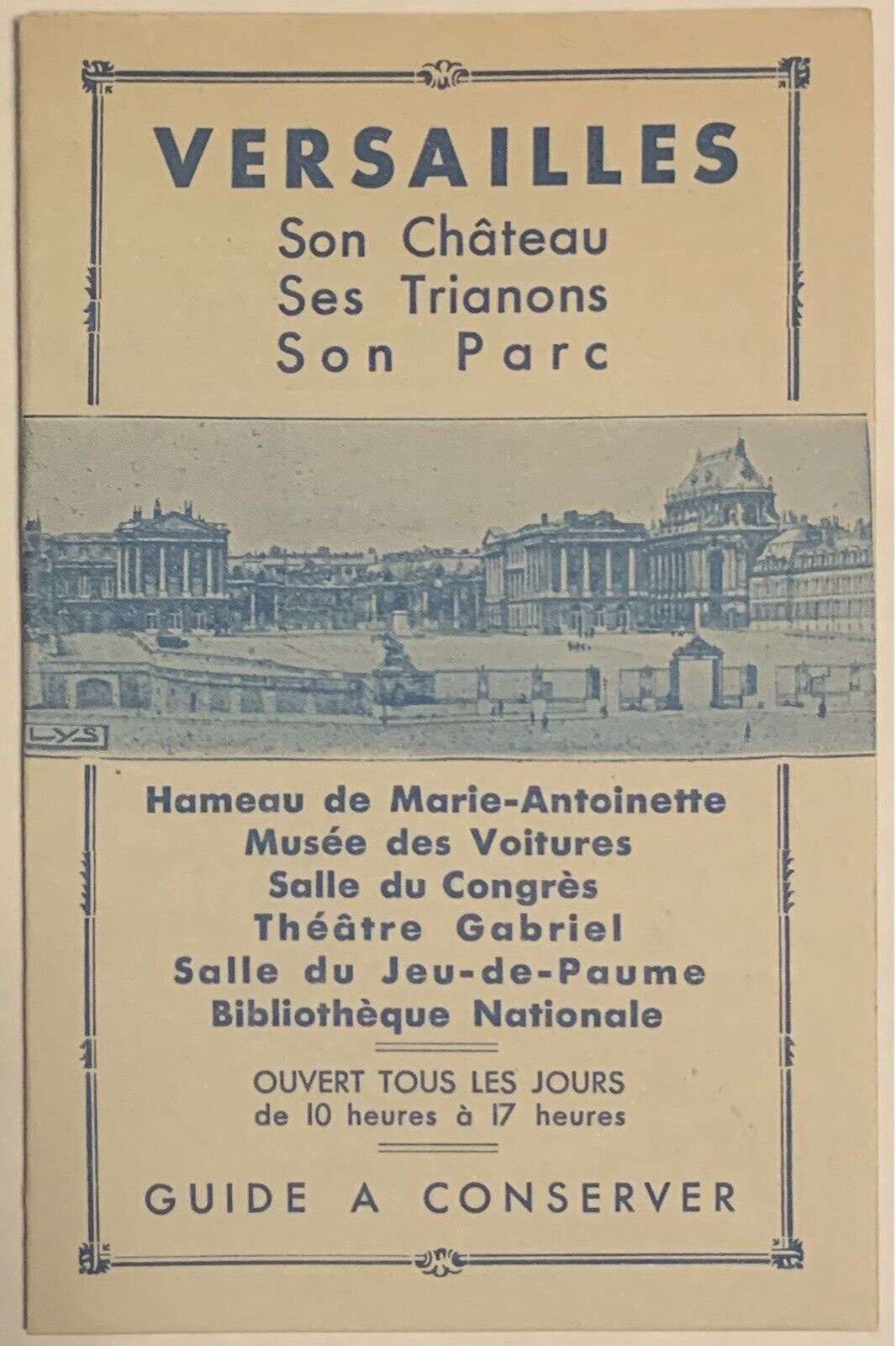 VTG Paris-Versailles Guide Map Son Chateau Ses Trianons Son Parc 1935 Ephemera