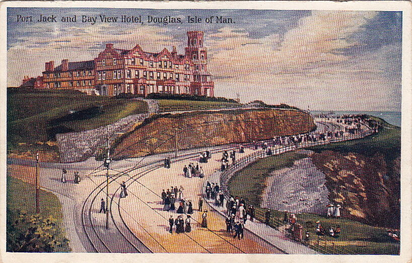 Postcard Port Jack and Bay View Hotel Douglas Isle of Man UK 