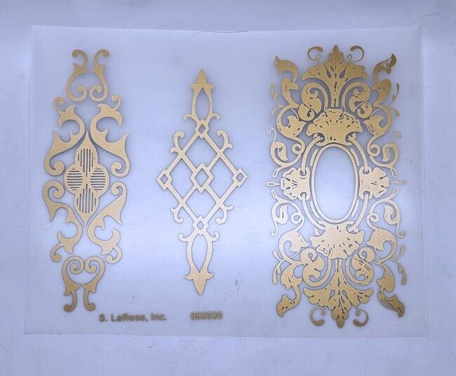 S. Larose Vintage decorative clock glass transfer Gold Filigree #082030