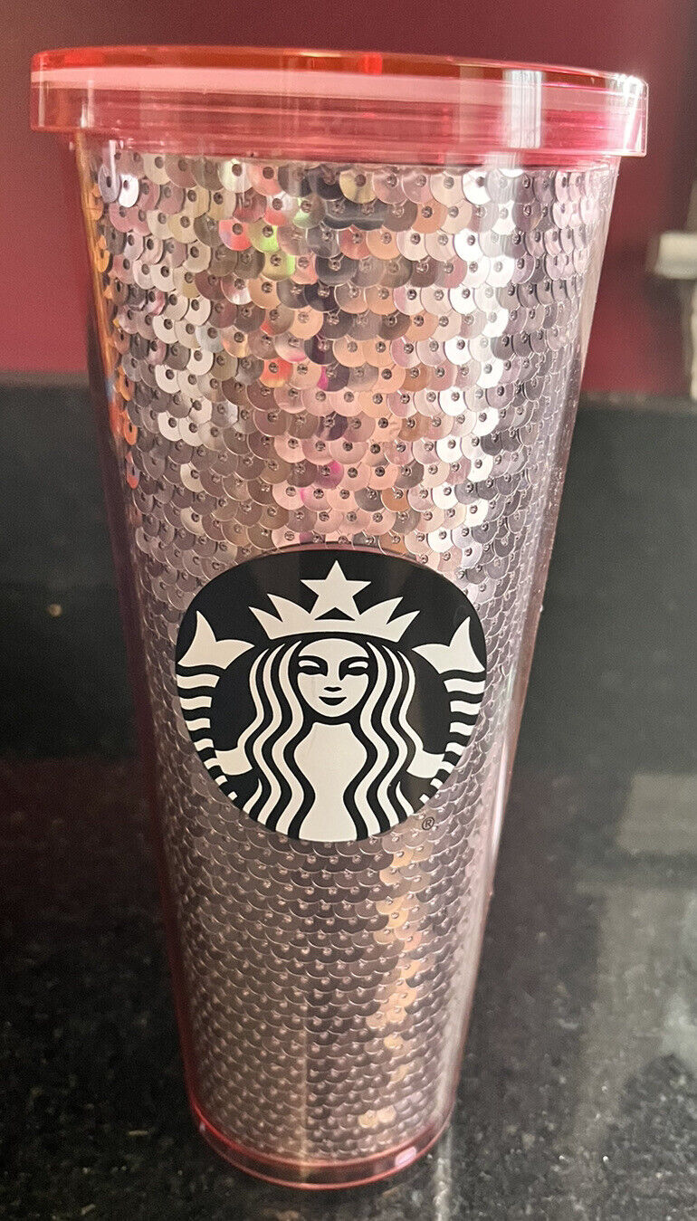 Starbucks 24oz Pink Sequin Tumbler (No straw) 2017 RARE Excellent Condition