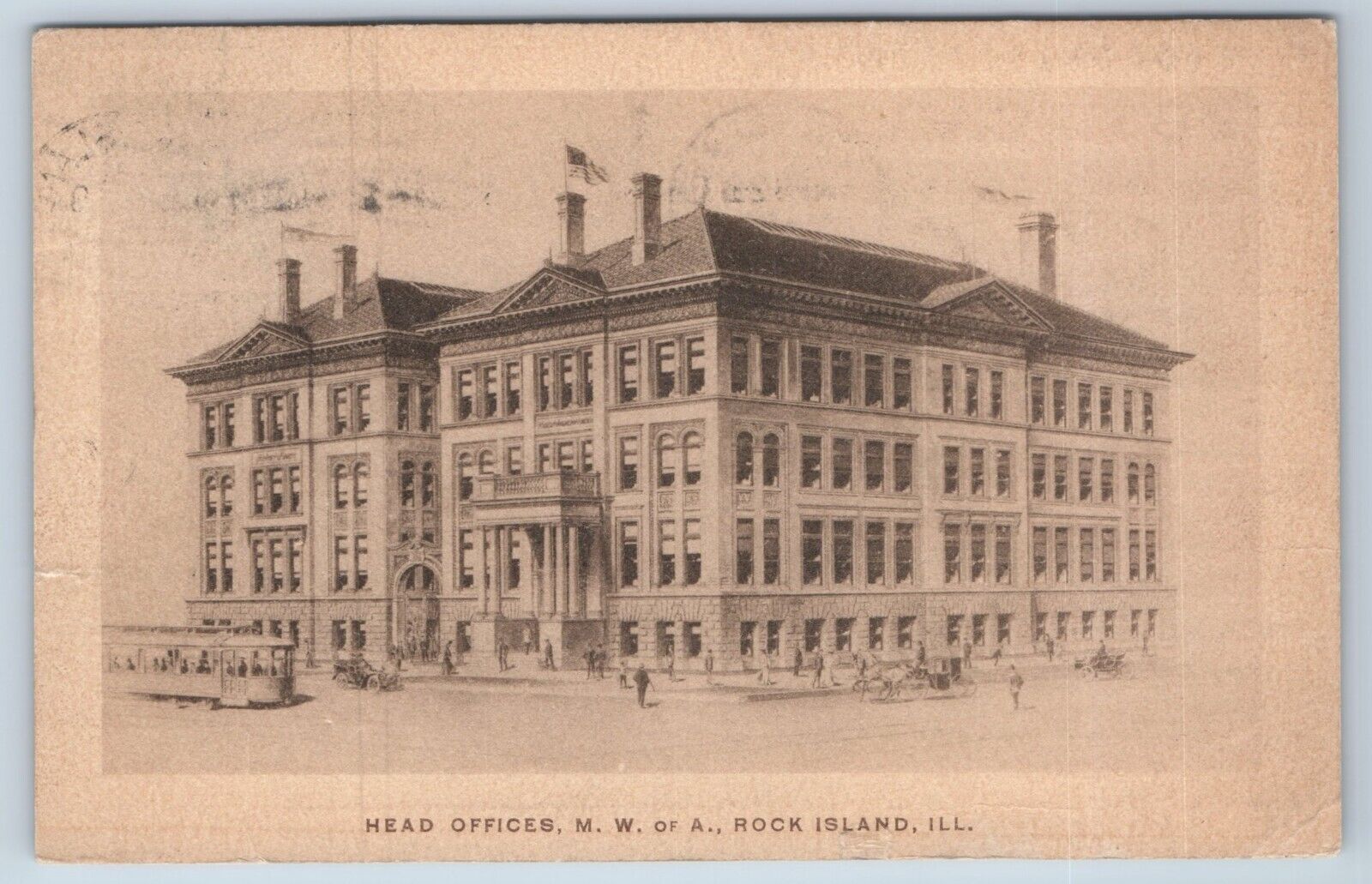 Postcard Head Offices MW of A Rock Island Illinois 1908
