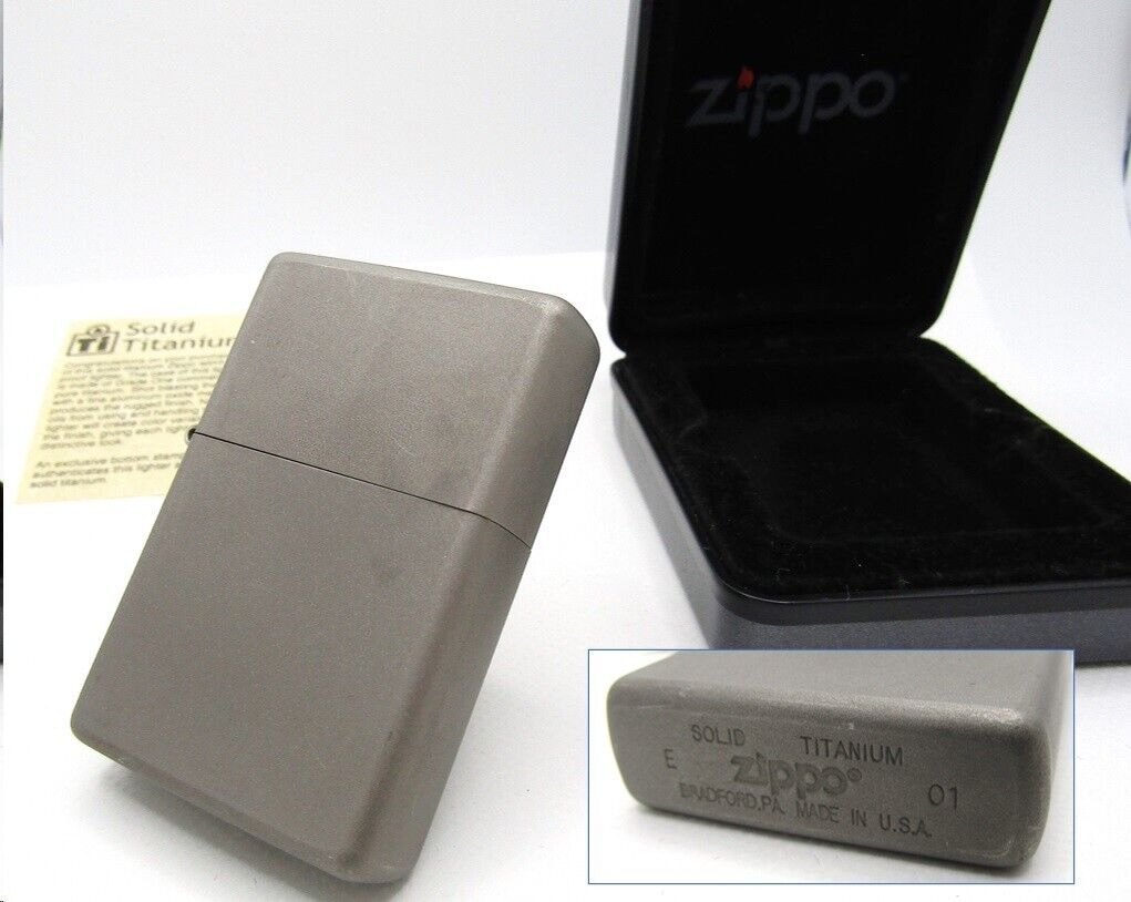 Solid Titanium Zippo 2001 Fired with Box Rare