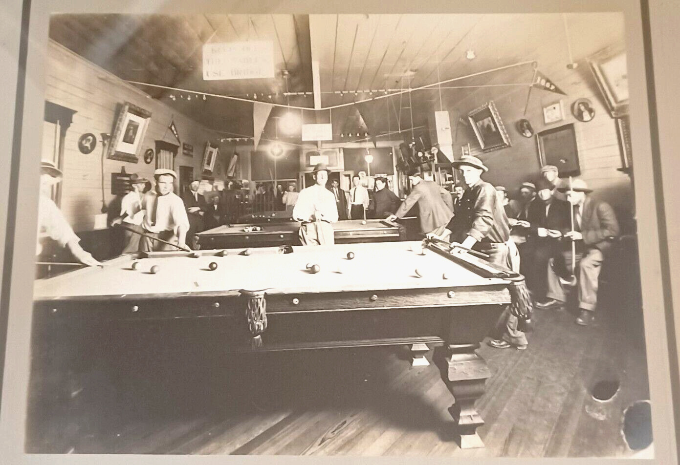 Idaho Billiards Pool Hall Brunswick Tables Antique 1910s Framed Photo MWA IOOF
