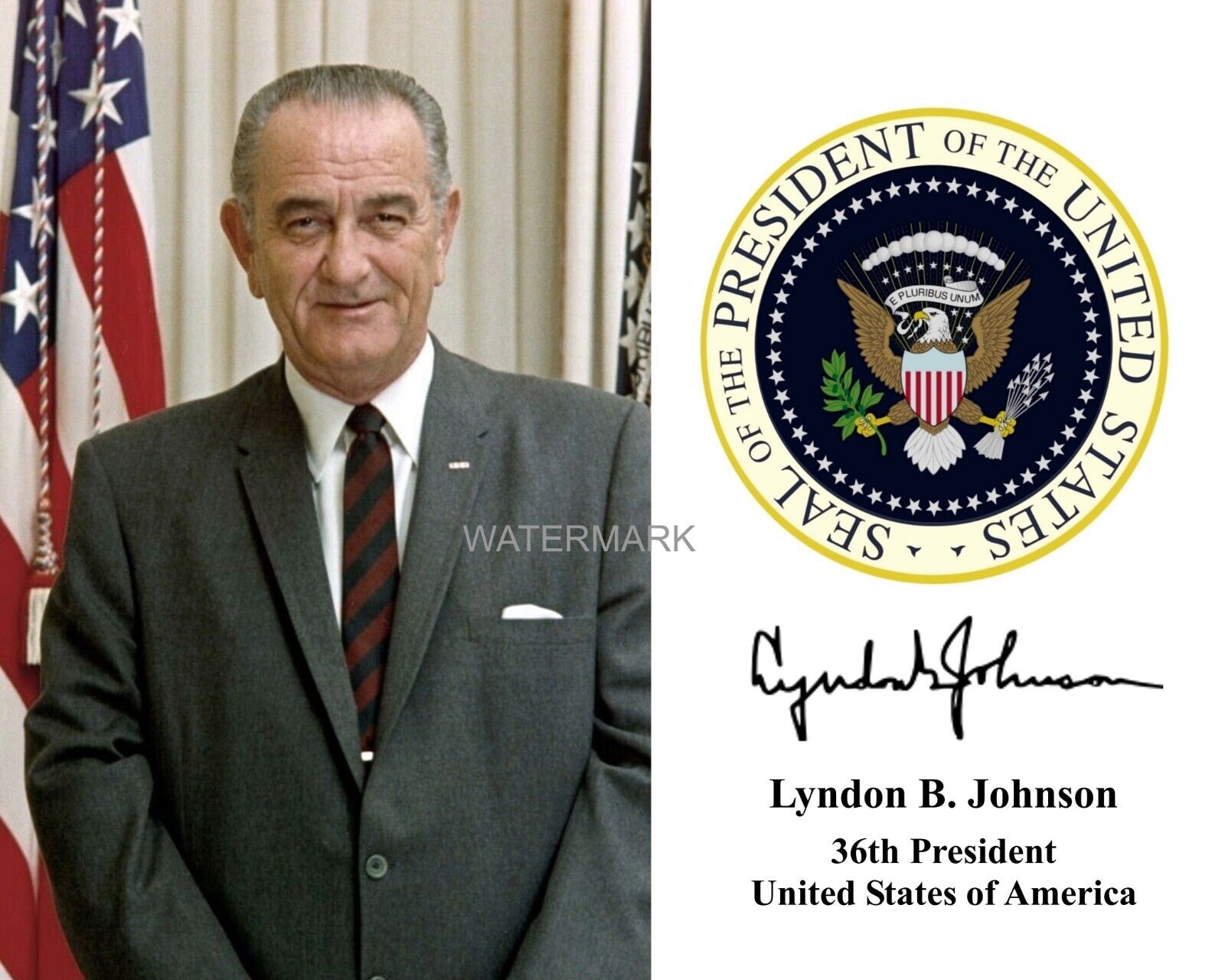 President Lyndon B. Johnson Presidential Seal 8 x 10 Photo Photograph Picture