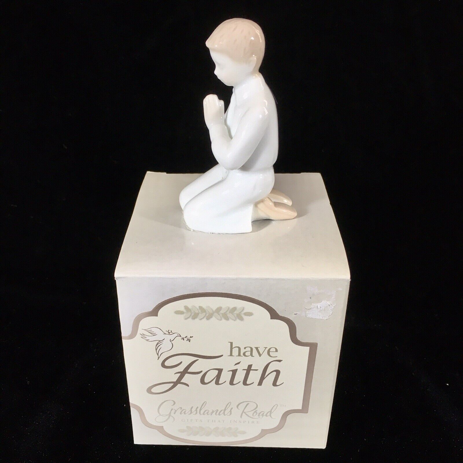 Grasslands Road Figurine- Boy Kneeling- Have Faith