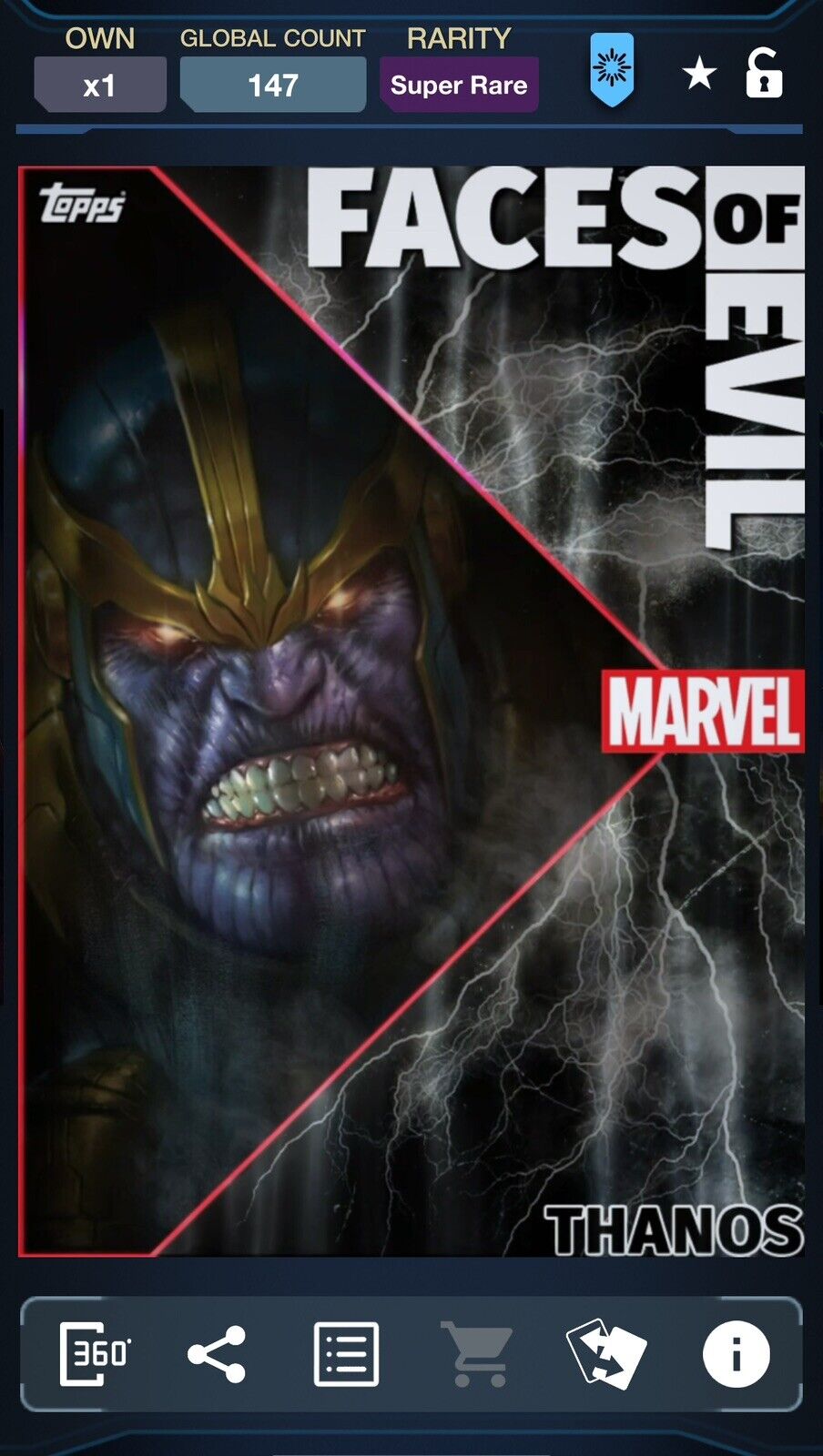 Topps Marvel Collect 2019 Faces Of Evil Thanos Overall Award Motion SR Digital 