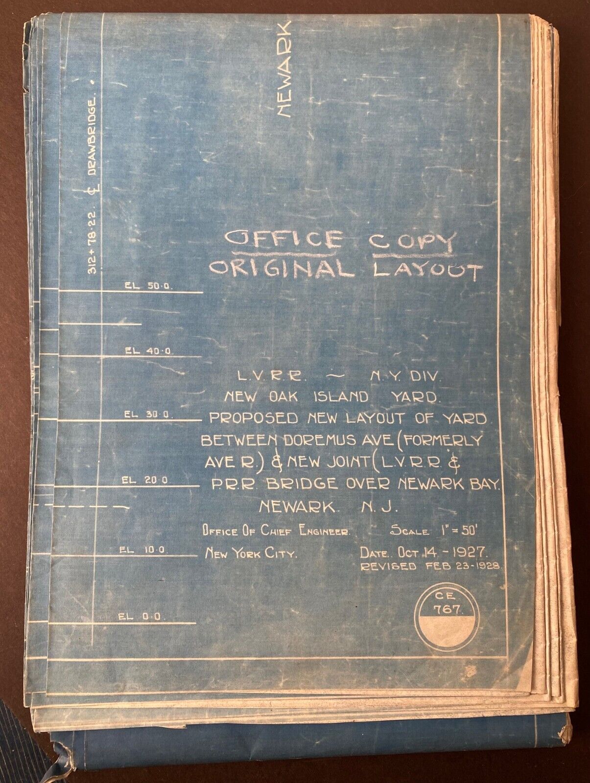 Item 66 - Lehigh Valley Original Oak Island Yard Blueprint Feb 23rd 1928