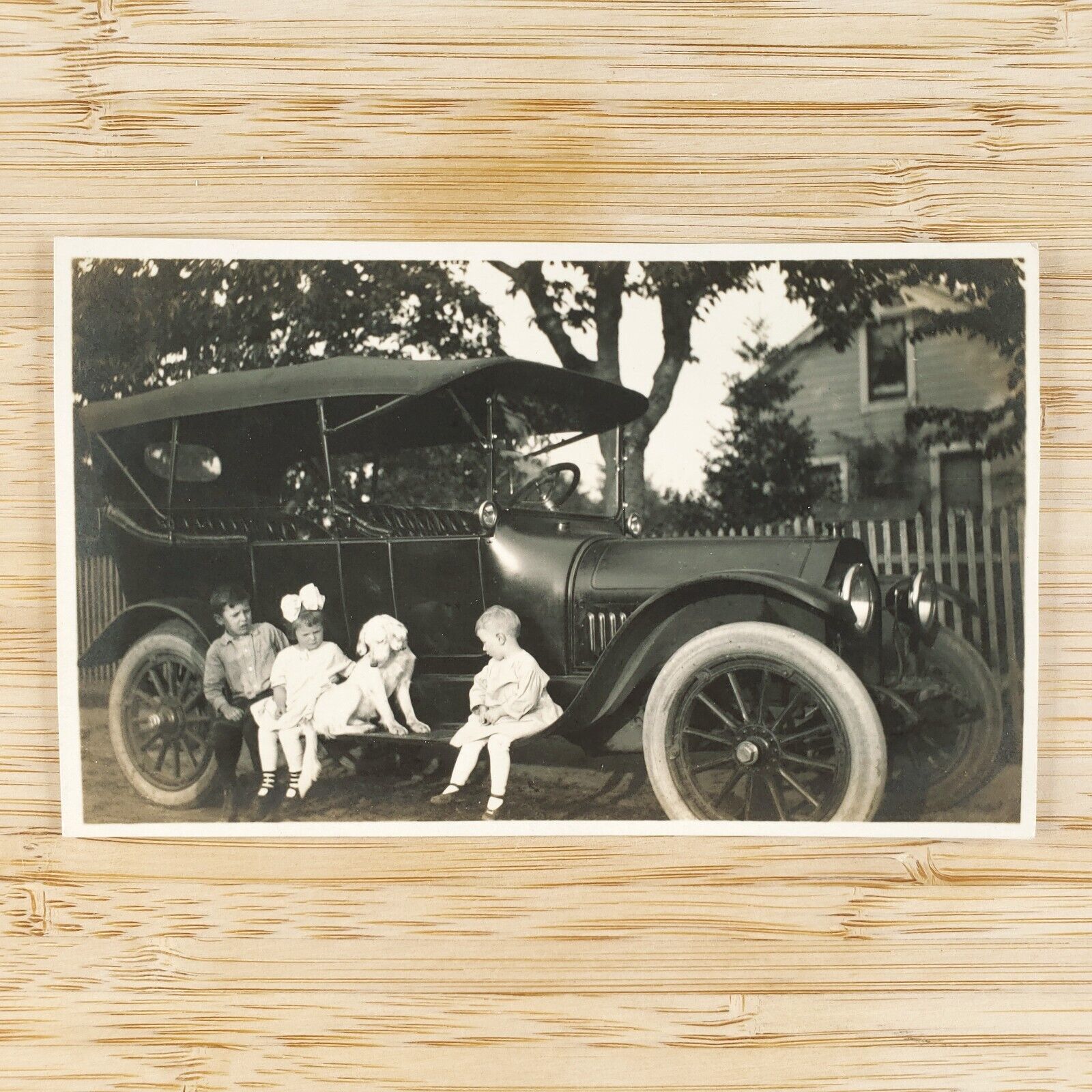 Ford Model T Dog Children RPPC Postcard c1917 Old Classic Car Pet Photo C2963
