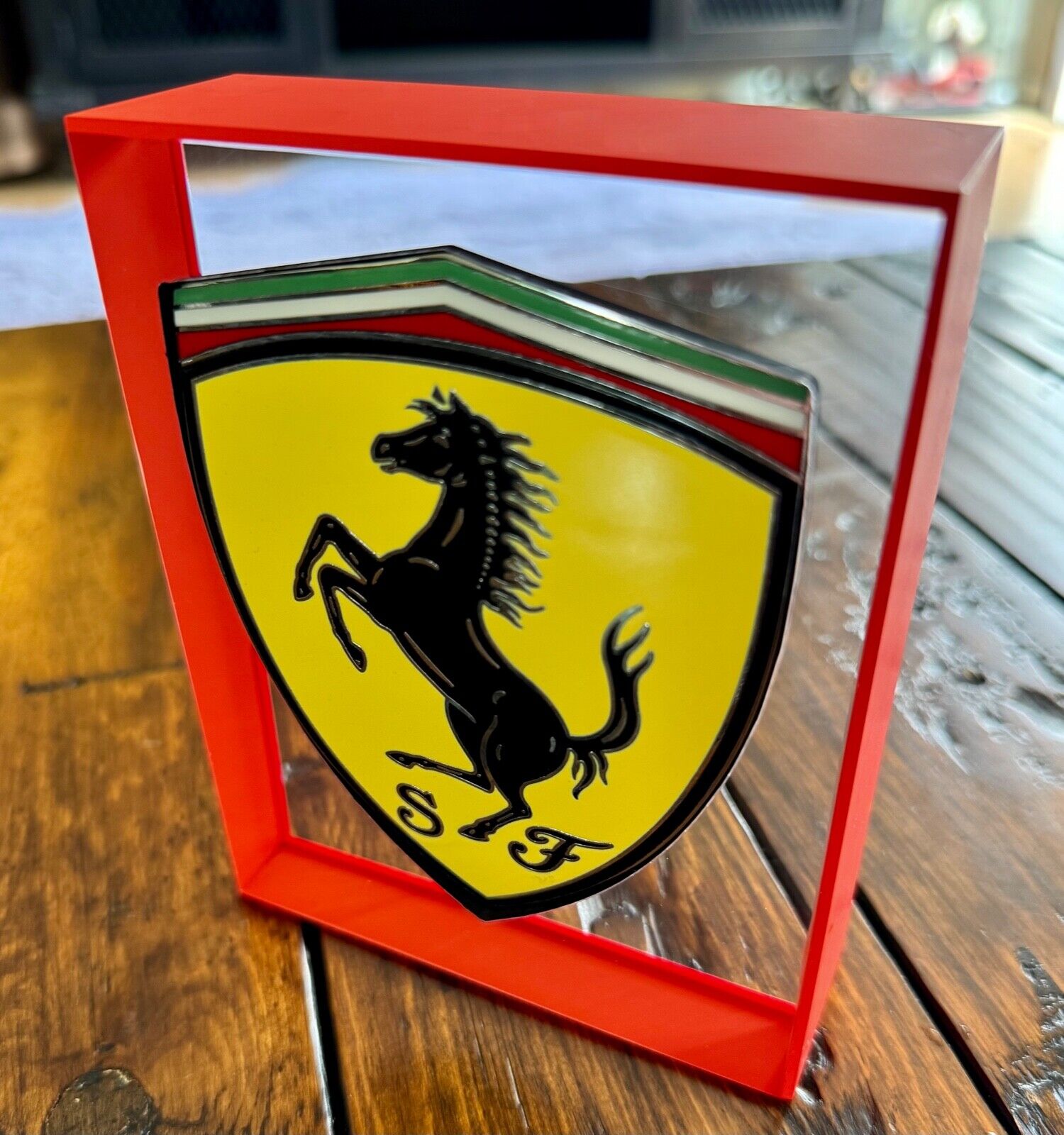 Genuine Ferrari GT Car Scudetto Plate Plexiglass Extremely RARE Collectible