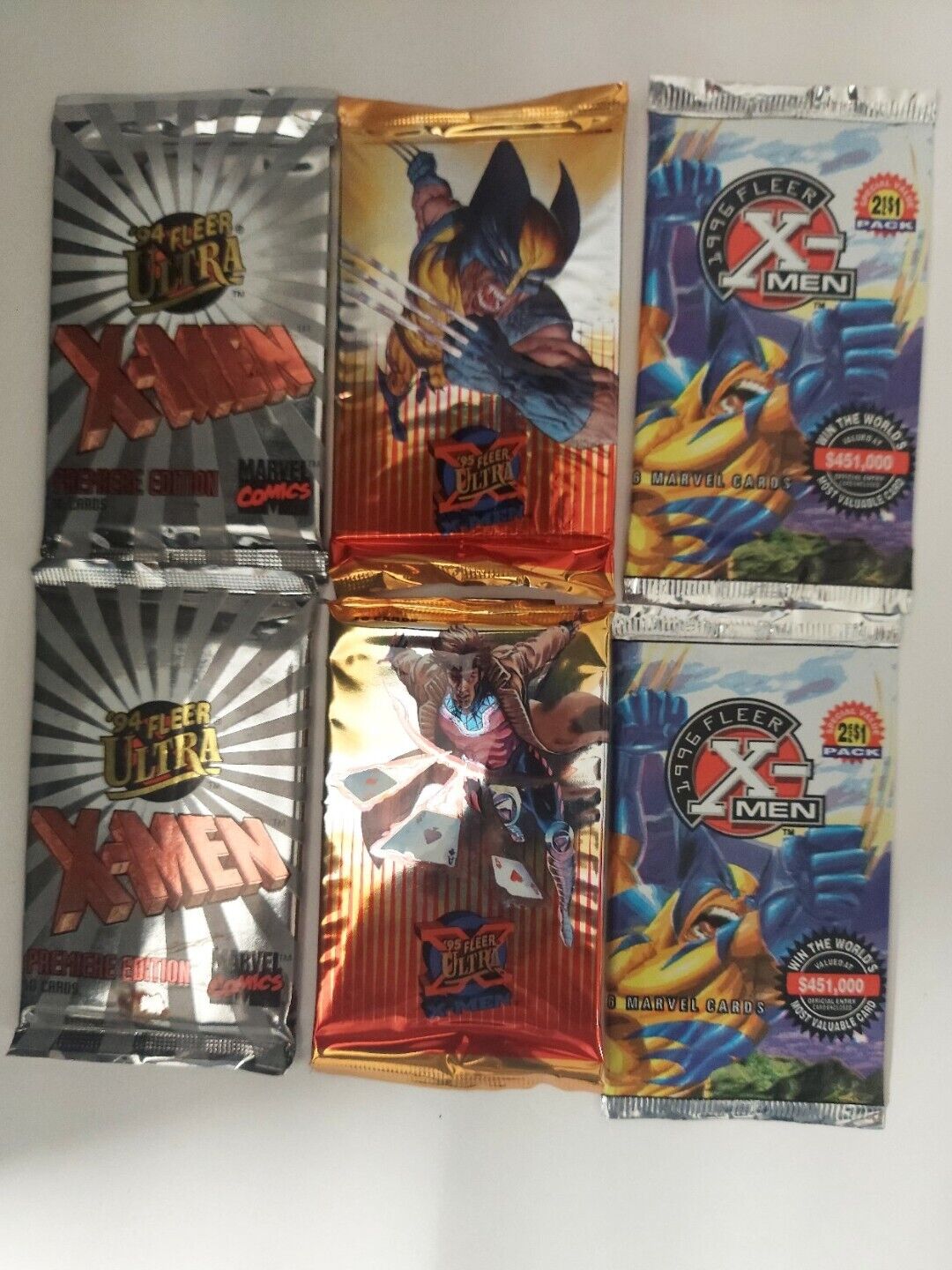 6 Packs Vintage Marvel Fleer Ultra X-Men 94-96 2 Of Each