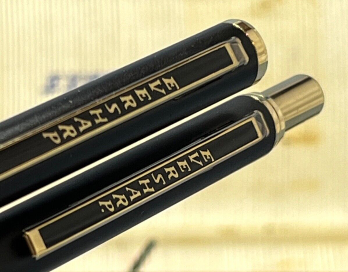 Eversharp Black & Gold Pen and Pencil (0.5mm) Set, Case, Refills C26-001