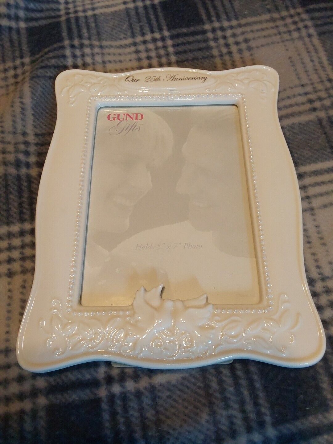 25th WEDDING ANNIVERSARY PHOTO PORCELAIN FRAME MADE BY GUND GIFTS H8