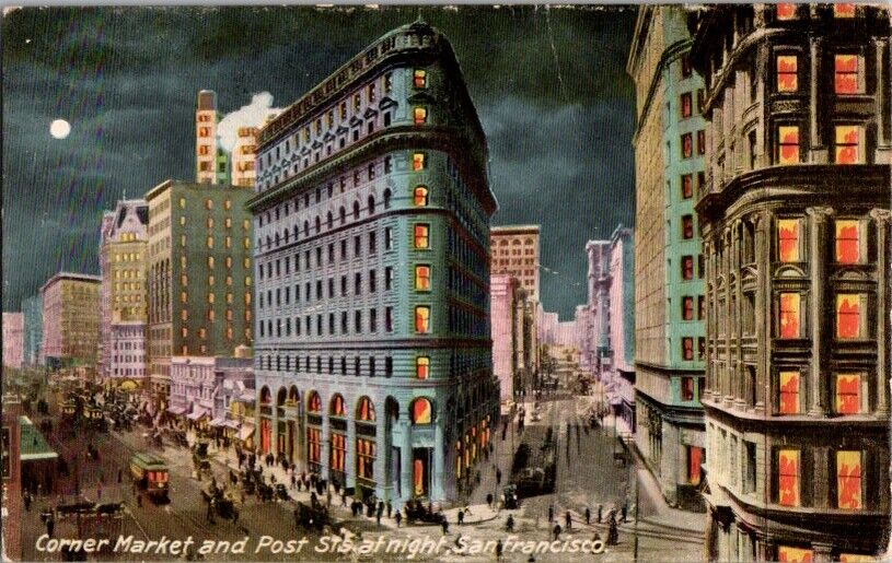 Postcard Market & Post Streets San Francisco CA California c.1907-1915     K-101