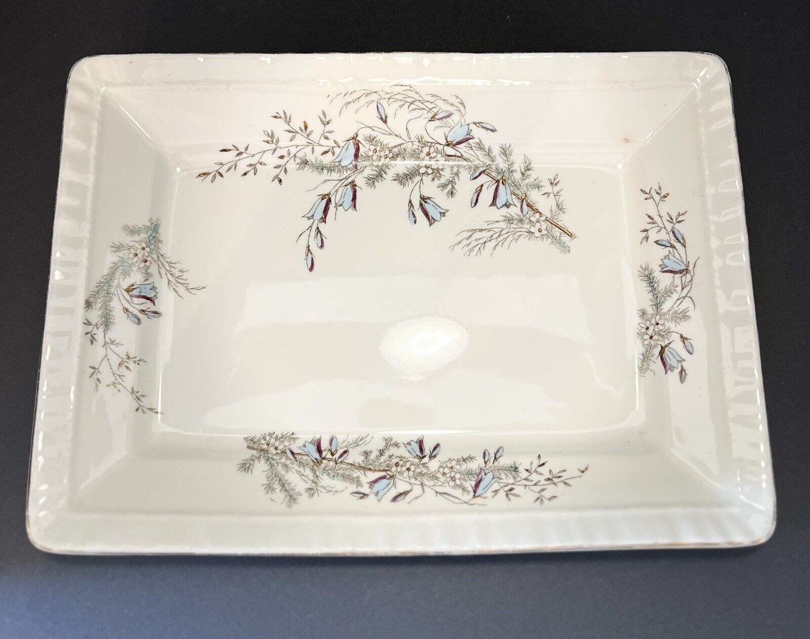 John Maddock And Sons Platter, MAD 169 Blue And Lavender Flowers Semi Porcelain