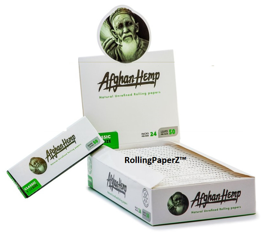 AFGHAN HEMP 1 1/4 Size Rolling Paper - FULL BOX - 24 PACKS - 50 LEAVES EACH